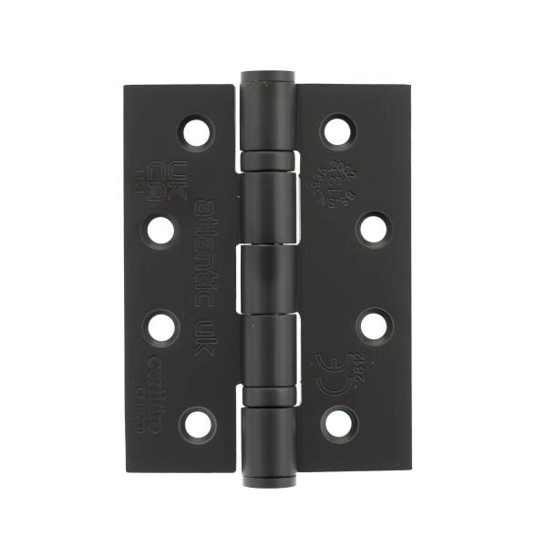 AH1433MB Atlantic Ball Bearing Hinges Grade 13 Fire Rated 4" x 3" x 3mm - Matt Black