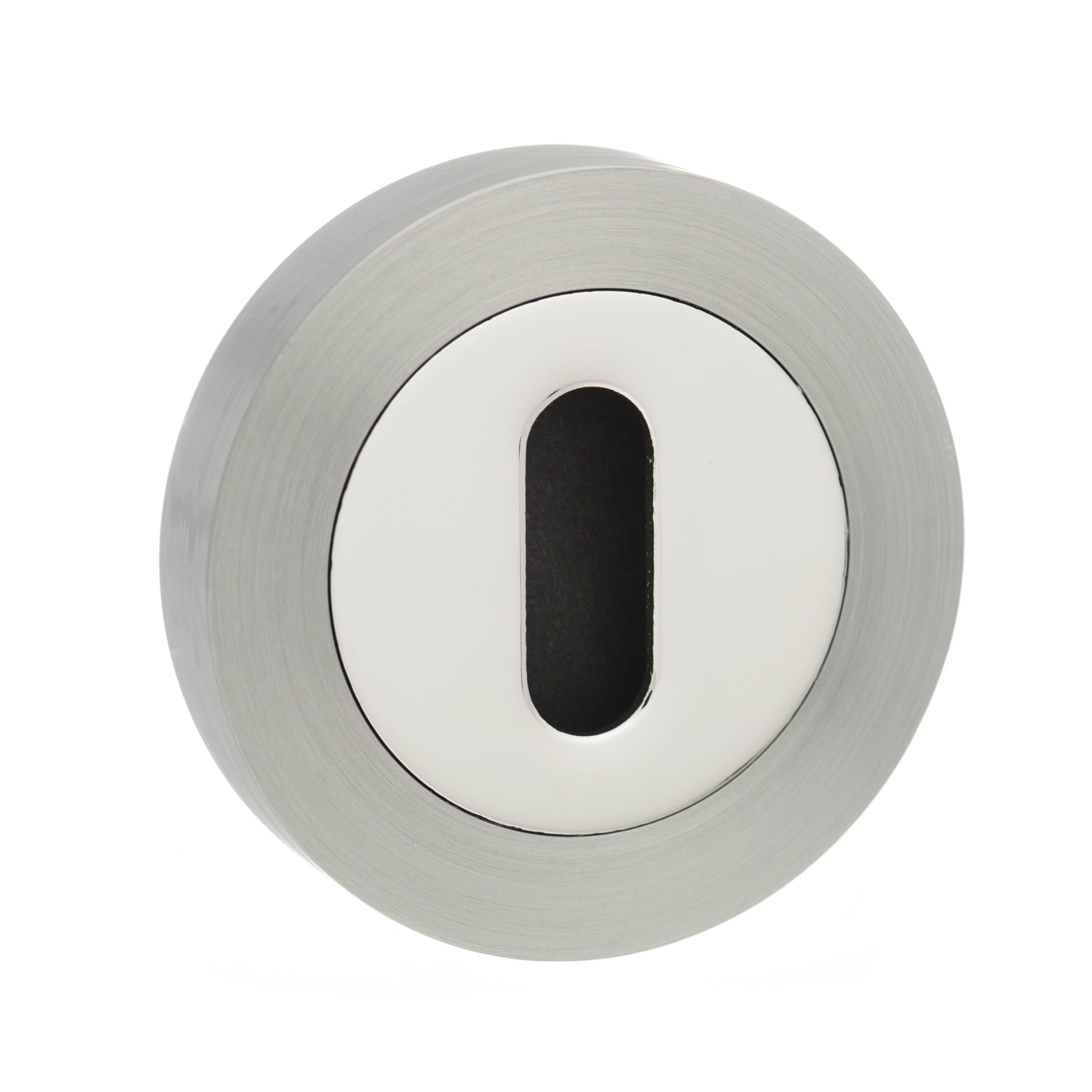 SPMESCKSNCP Senza Pari Key Escutcheons on Round Rose - Satin Nickel/Chome Plate