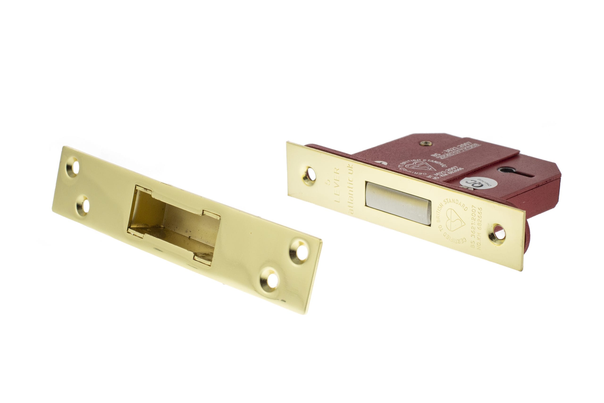 Atlantic 5 Lever Key Deadlock [BS] 3" - Polished Brass - Key-to-differ