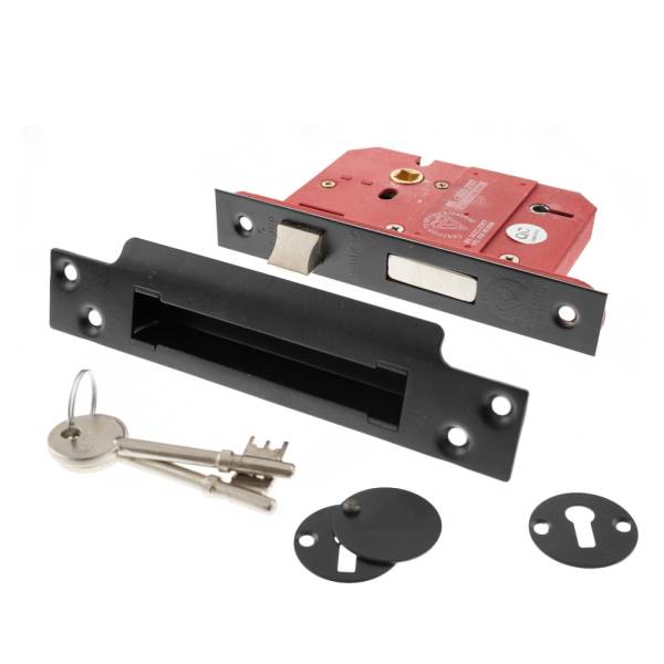 Atlantic 5 Lever Key Sashlock [BS] 2.5" - Matt Black - Key-to-differ