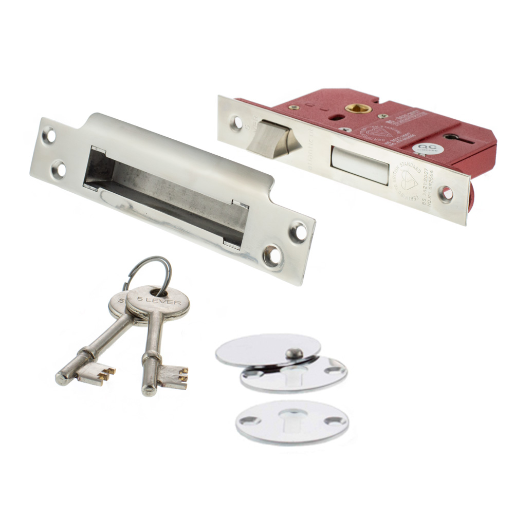 Atlantic 5 Lever Key Sashlock [BS] 2.5" - Polished Chrome - Key-to-differ