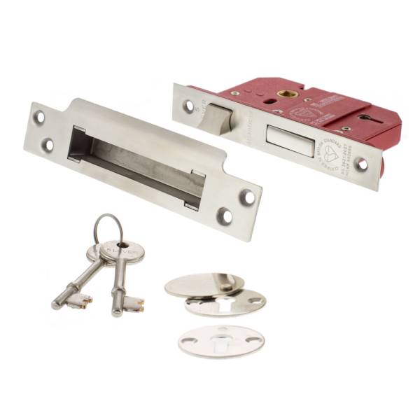 Atlantic 5 Lever Key Sashlock [BS] 2.5" - Satin Chrome - Key-to-differ
