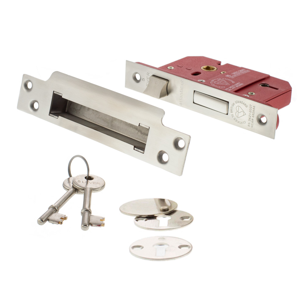 Atlantic 5 Lever Key Sashlock [BS] 2.5" - Satin Chrome - Key-to-differ