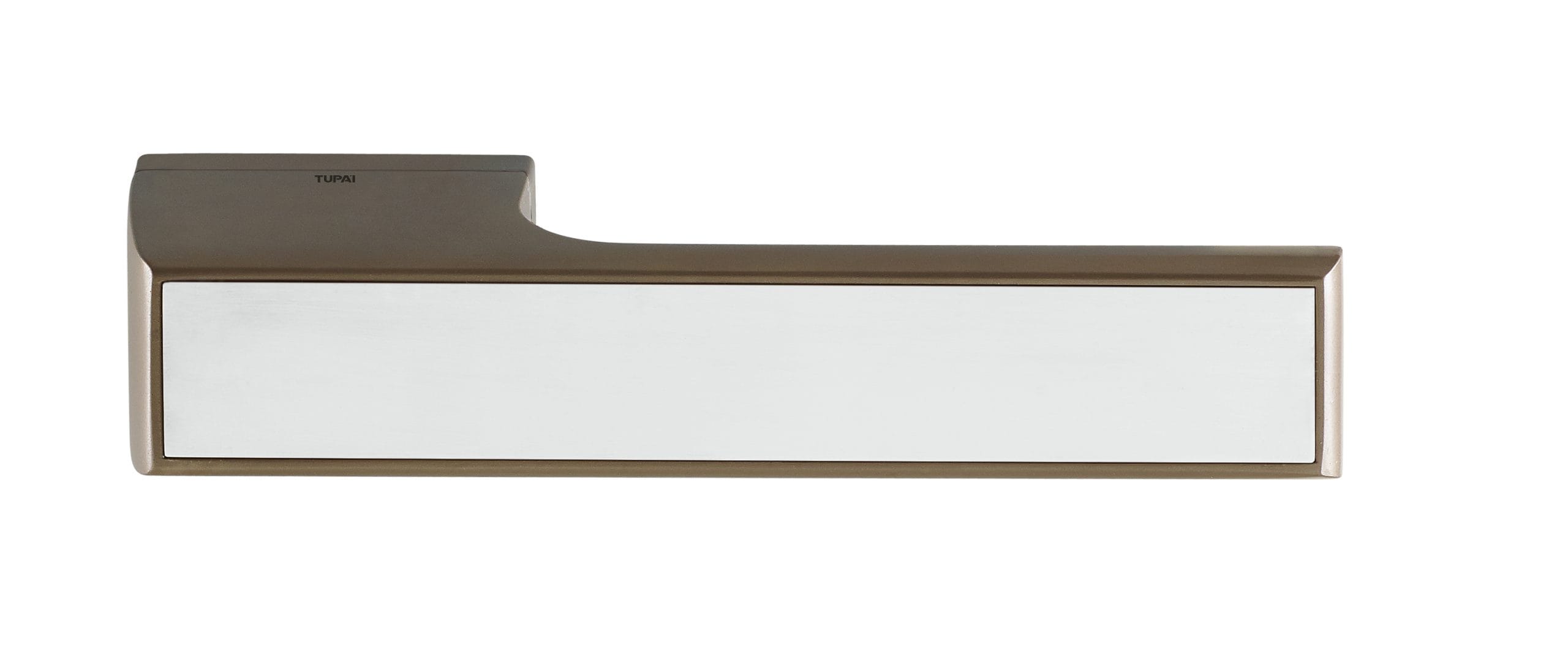 T3089LPSSTT Tupai Rapido VersaLine Tobar Lever Door Handle on Long Rose - Polished Stainless Steel Decorative Plate - Titanium