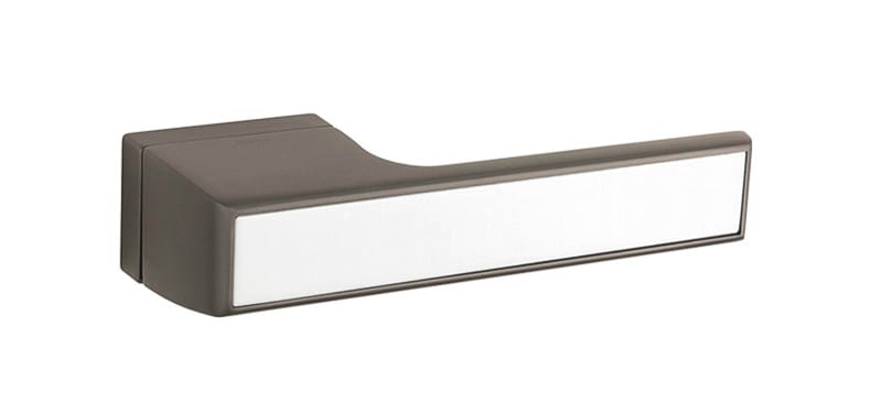T3089LSSSTT Tupai Rapido VersaLine Tobar Lever Door Handle on Long Rose - Satin Stainless Steel Decorative Plate - Titanium
