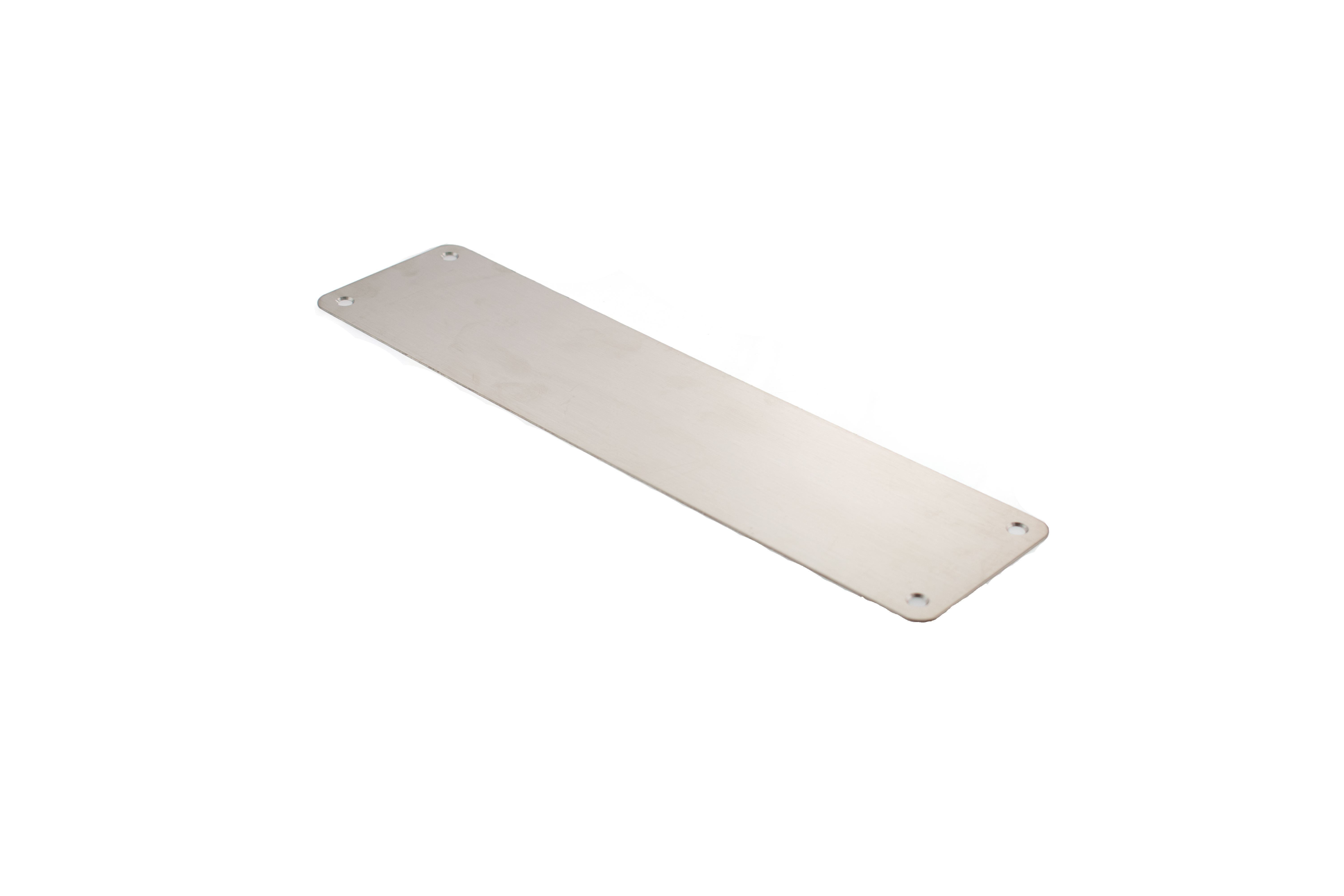 Atlantic Finger Plate Radius Corner Pre drilled with screws - Satin Stainless Steel - 300mm x 75mm