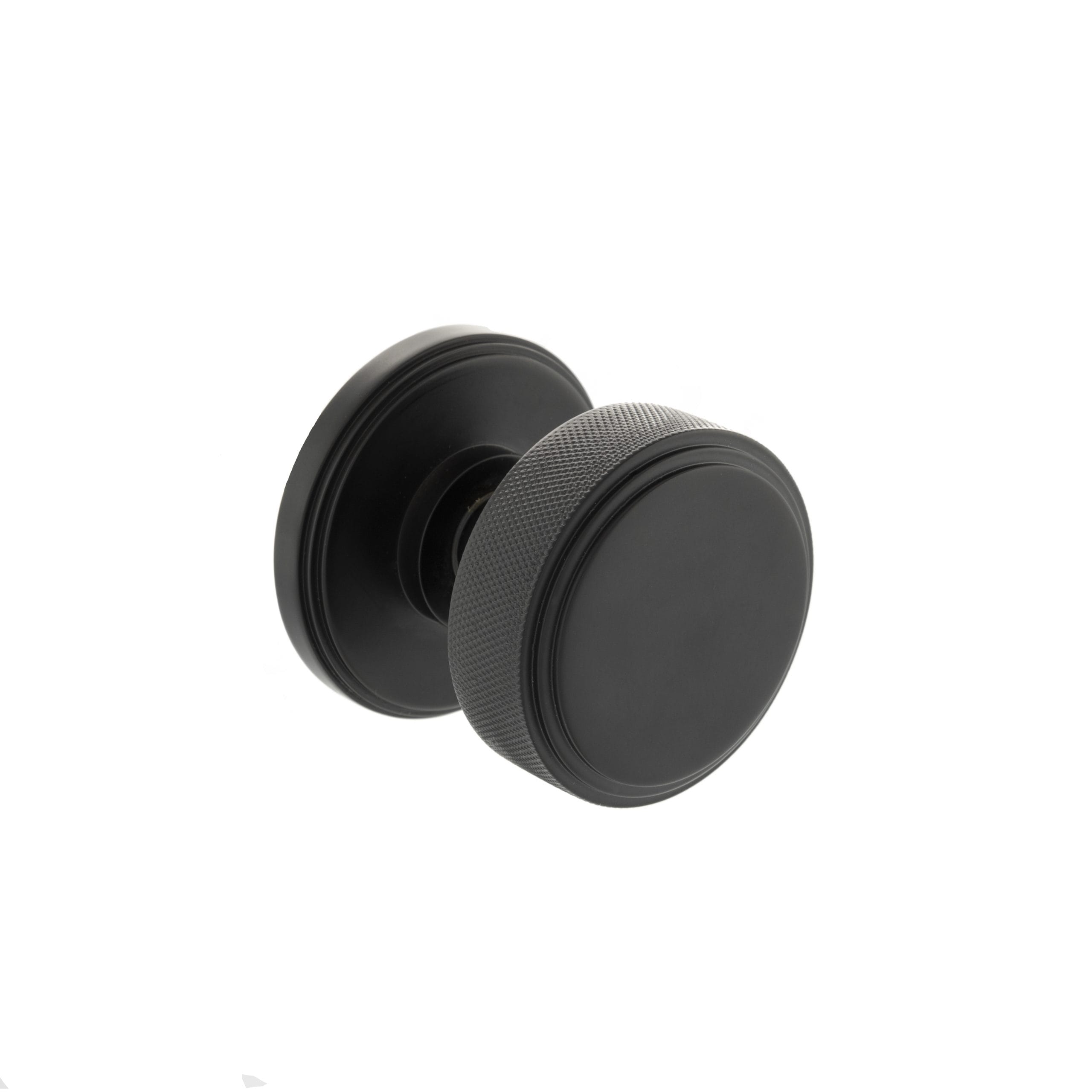 MH450KSMKMB Millhouse Brass Harrison Brass Knurled Mortice Knob on Concealed Fix Rose - Matt Black