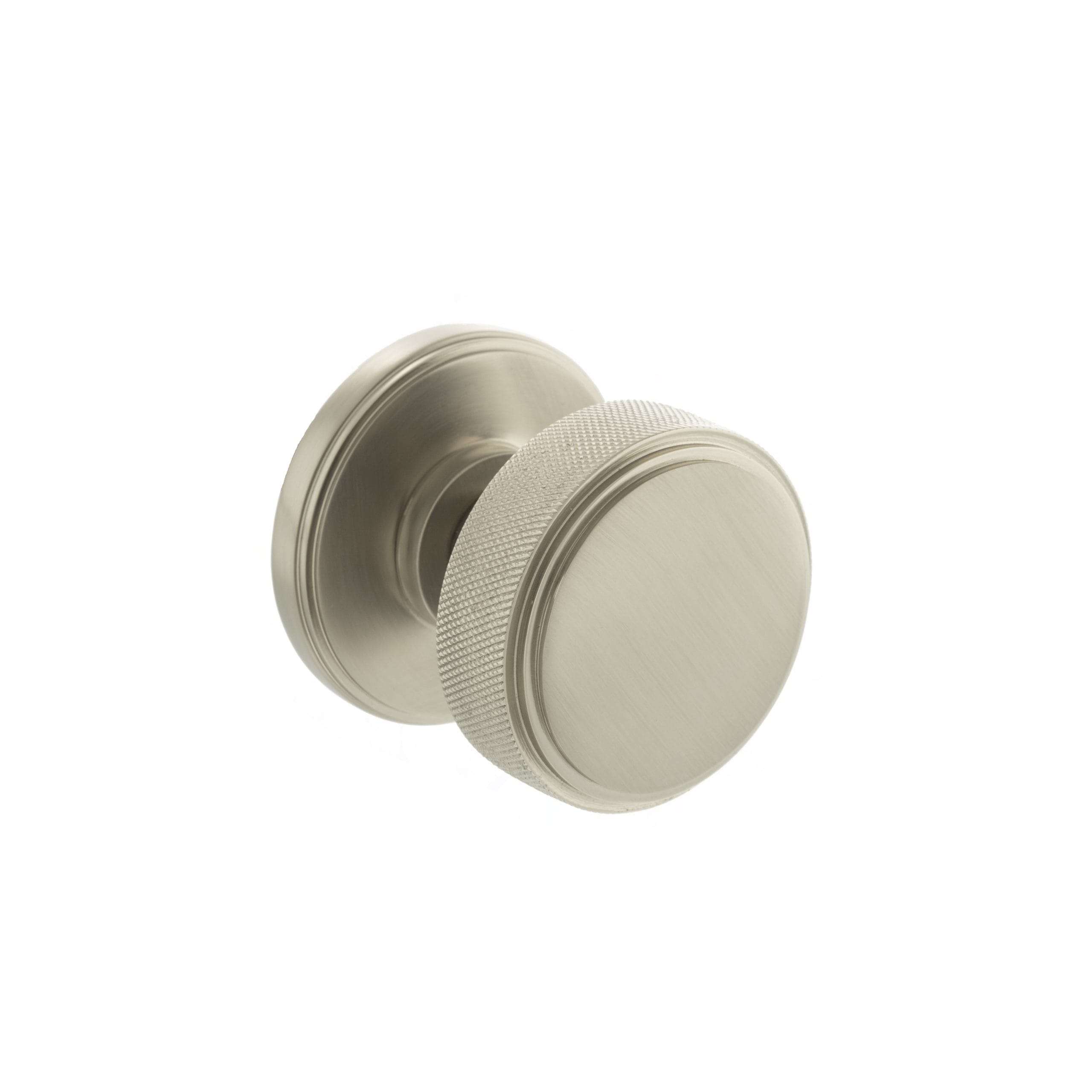 MH450KSMKSN Millhouse Brass Harrison Brass Knurled Mortice Knob on Concealed Fix Rose - Satin Nickel