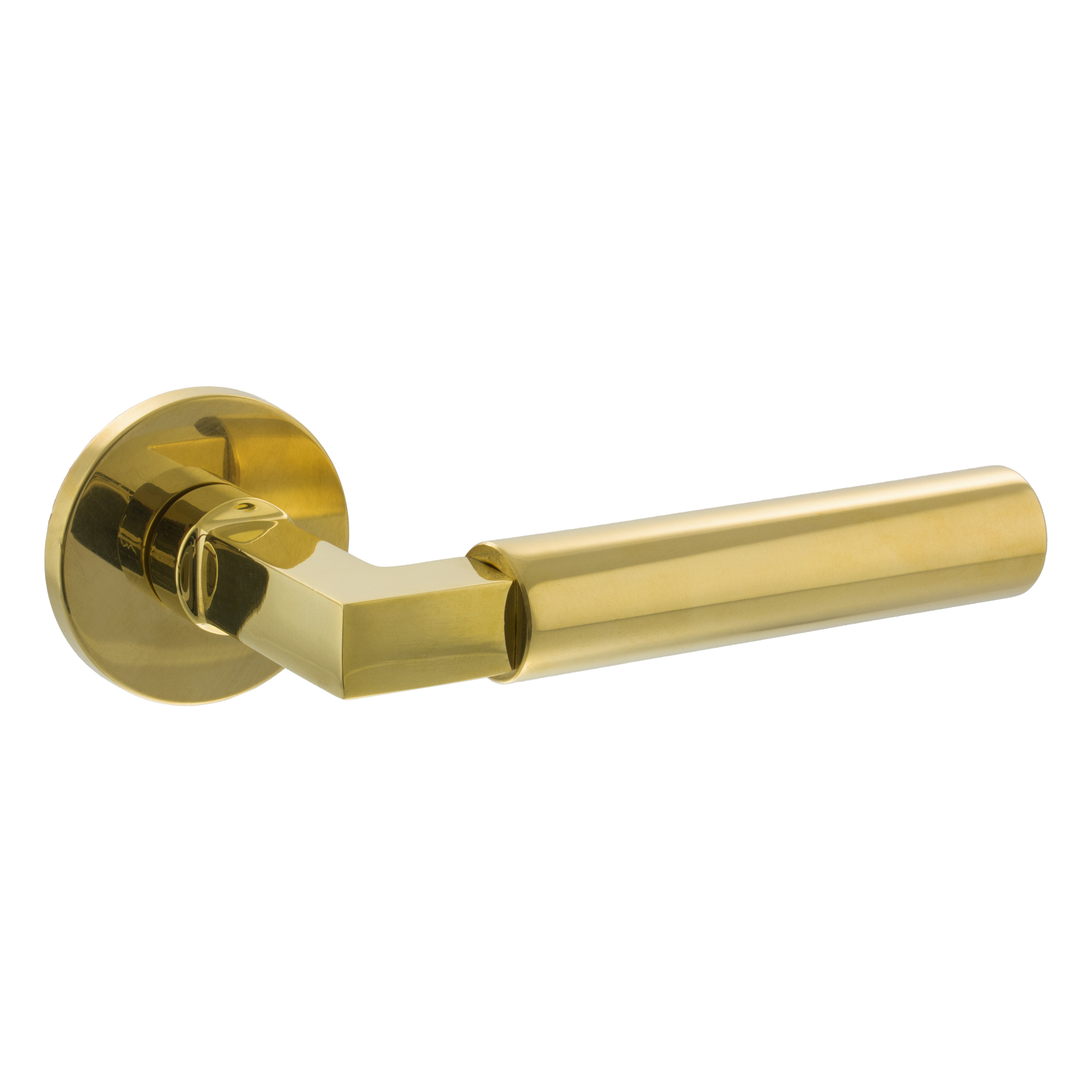 XT4071R5SRB Unbranded Tupai Exclusivo 5S Line Covas Lever Door Handle on 5mm Slimline Round Rose - Unlacquered Brass