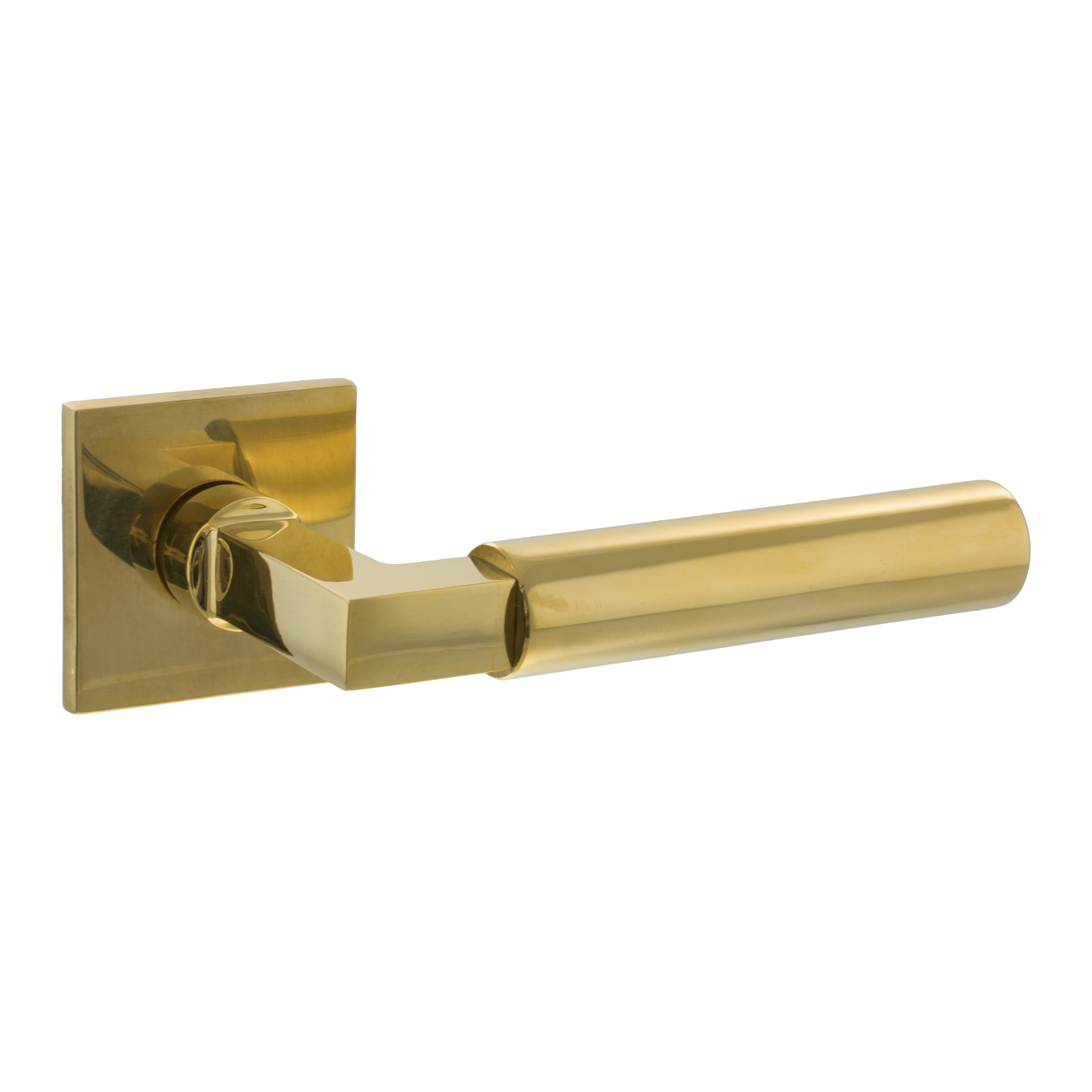 XT4071S5SRB Unbranded Tupai Exclusivo 5S Line Covas Lever Door Handle on 5mm Slimline Square Rose - Unlacquered Brass