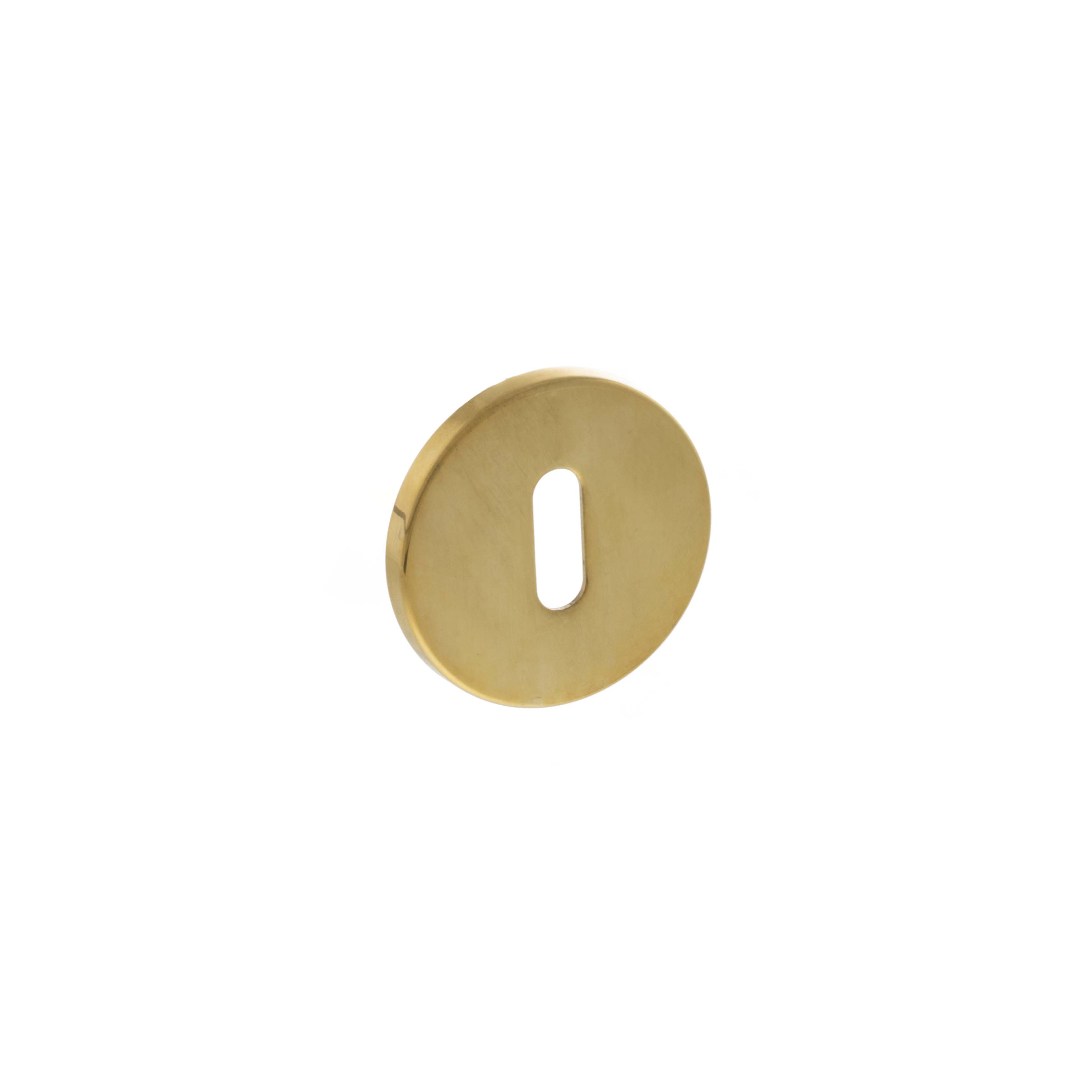XTESCKR5SRB Unbranded Tupai Exclusivo 5S Line Key Escutcheons on 5mm Slimline Round Rose - Unlacquered Brass