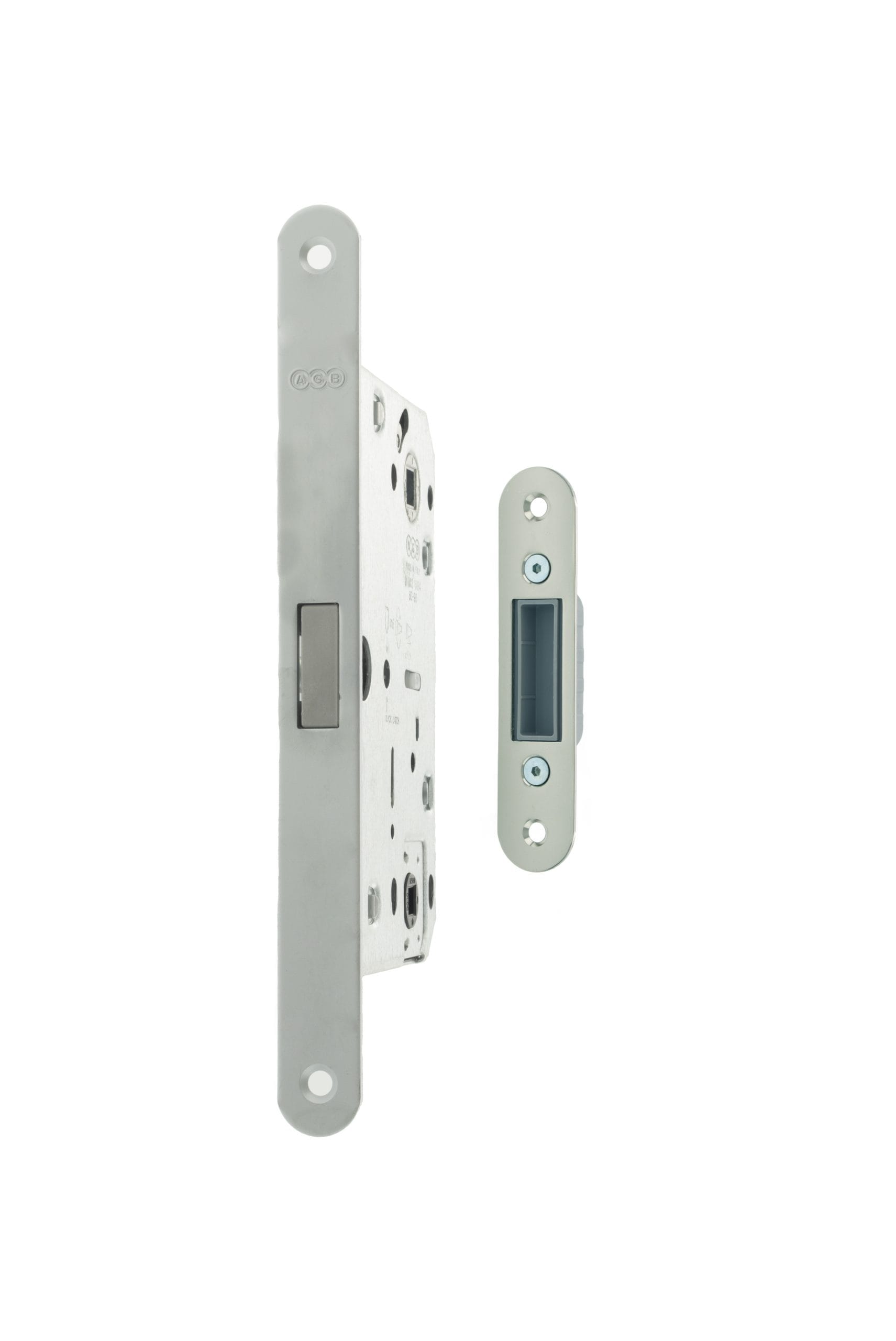 AGB2XTWCSC AGB Polaris 2XT Magnetic Bathroom Lock 60mm backset - Satin Chrome