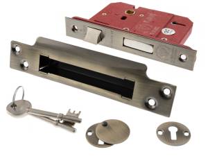 Atlantic 5 Lever Key Sashlock [BS] 3" - Antique Brass - Key-to-differ