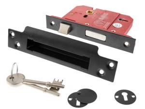 Atlantic 5 Lever Key Sashlock [BS] 3" - Matt Black - Key-to-differ