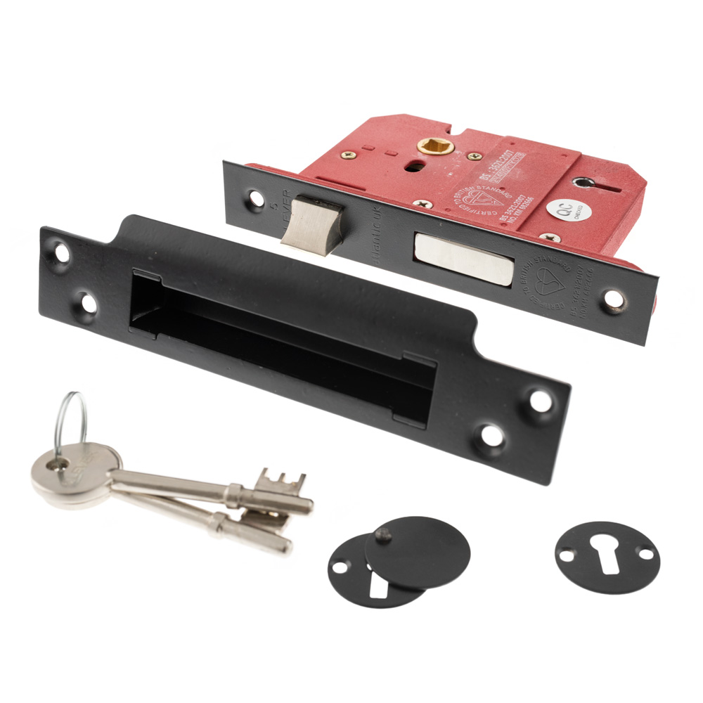 Atlantic 5 Lever Key Sashlock [BS] 3" - Matt Black - Key-to-differ