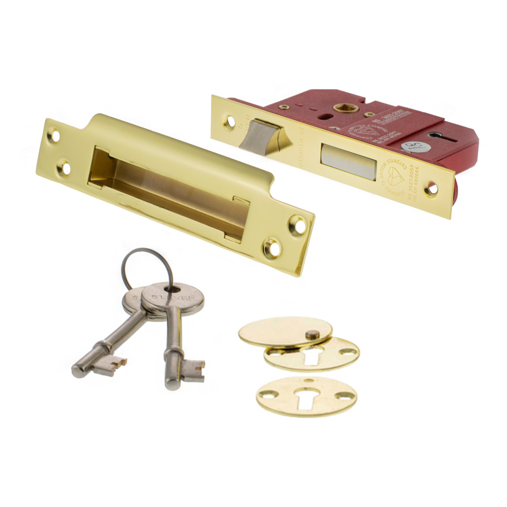 Atlantic 5 Lever Key Sashlock [BS] 3" - Polished Brass - Key-to-differ