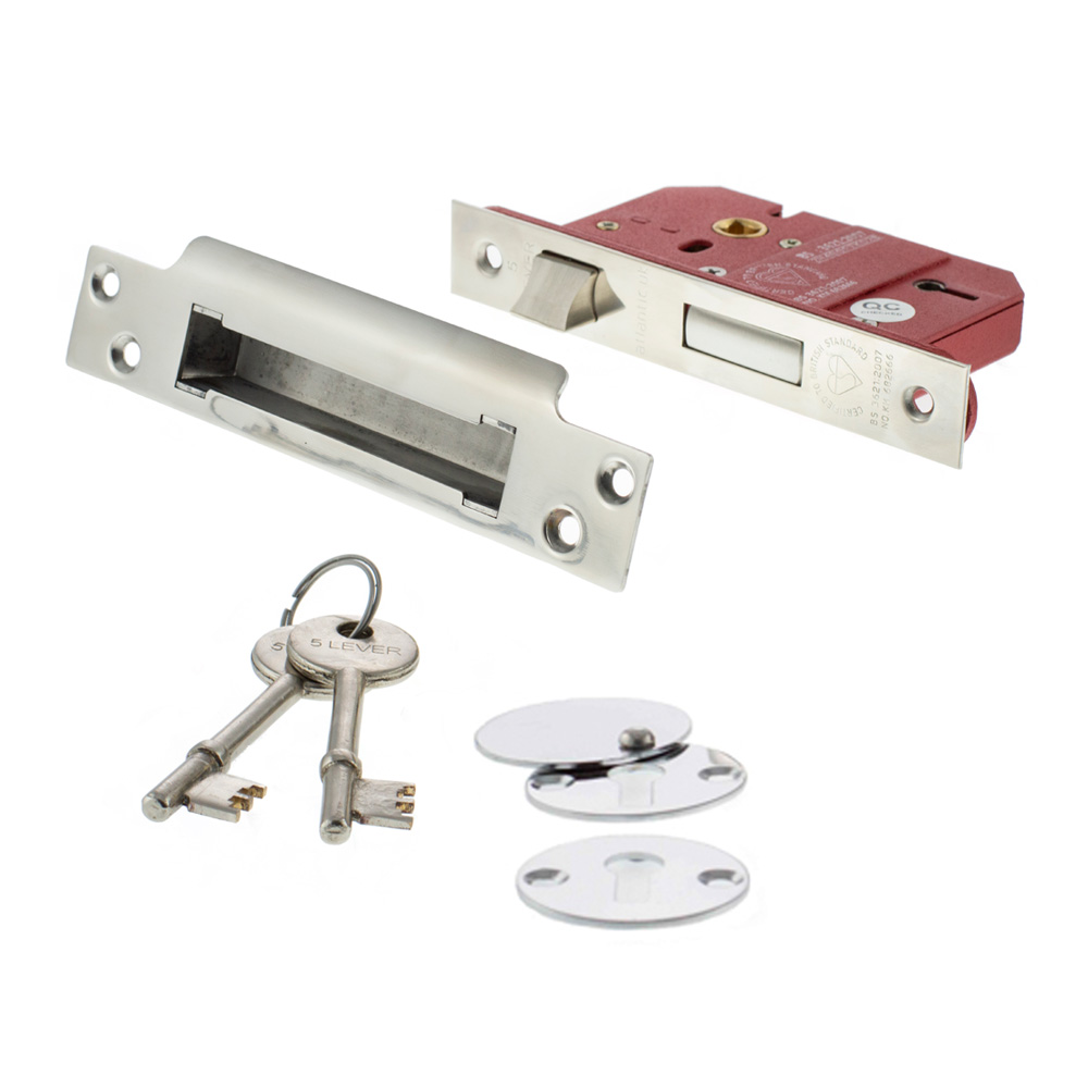 Atlantic 5 Lever Key Sashlock [BS] 3" - Polished Chrome - Key-to-differ