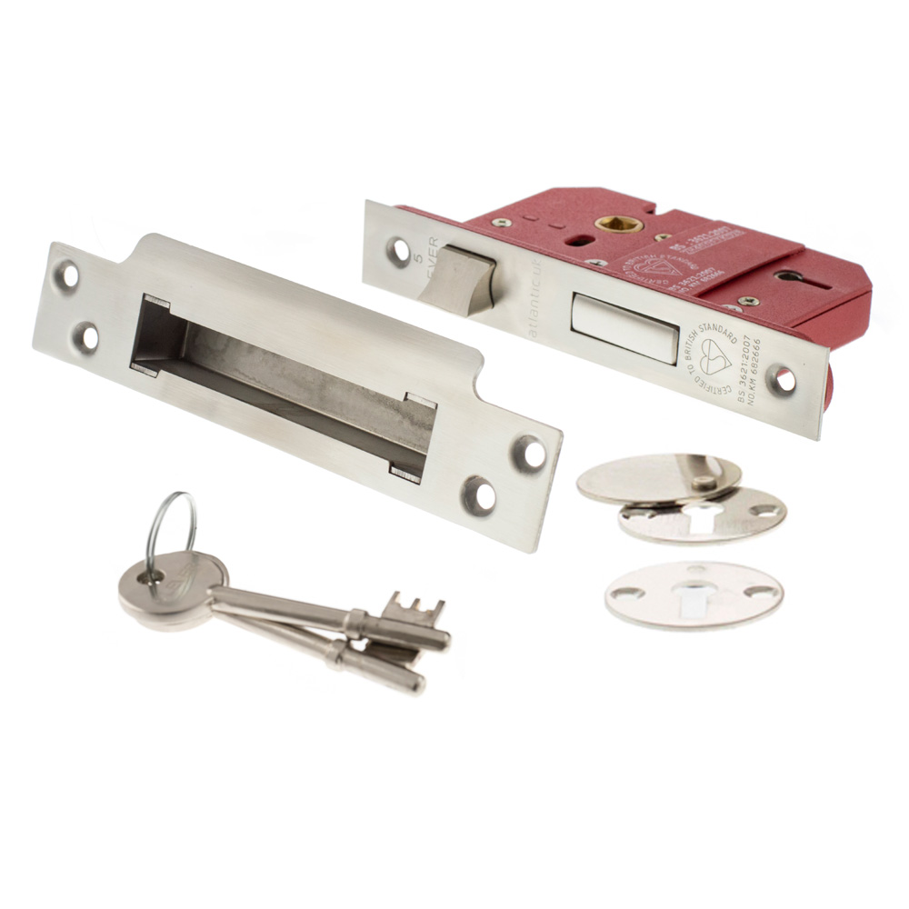 Atlantic 5 Lever Key Sashlock [BS] 3" - Satin Chrome - Key-to-differ