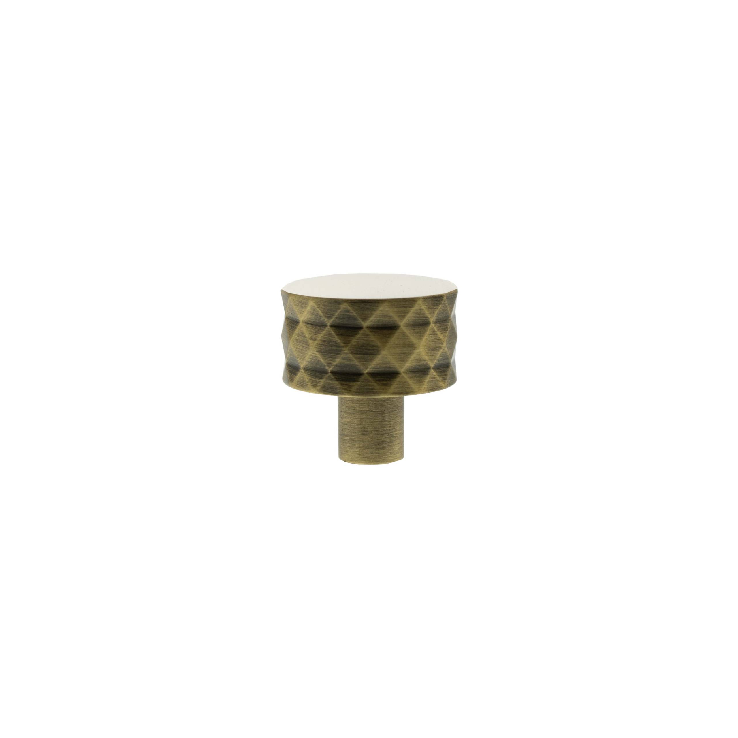 Millhouse Brass Chrysler Diamond Round Cabinet Knob Handle - Antique Brass - Cabinet Knob - Round