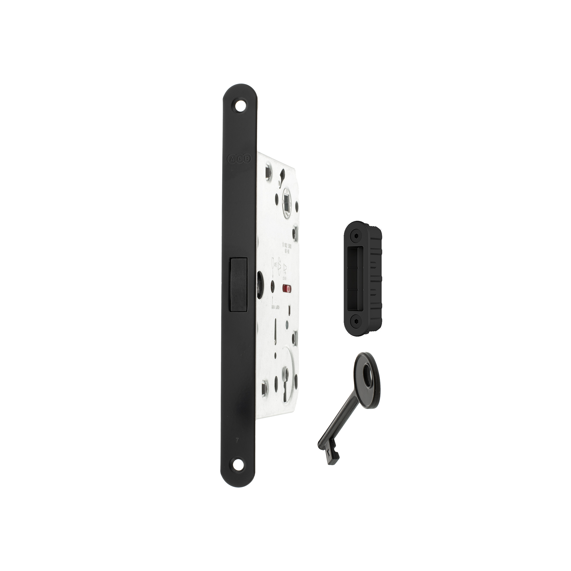 AGB2XTLK50MB-ALU AGB Polaris 2XT Magnetic Key Sashlock 50mm backset with strike plates for ALU doors - Matt Black