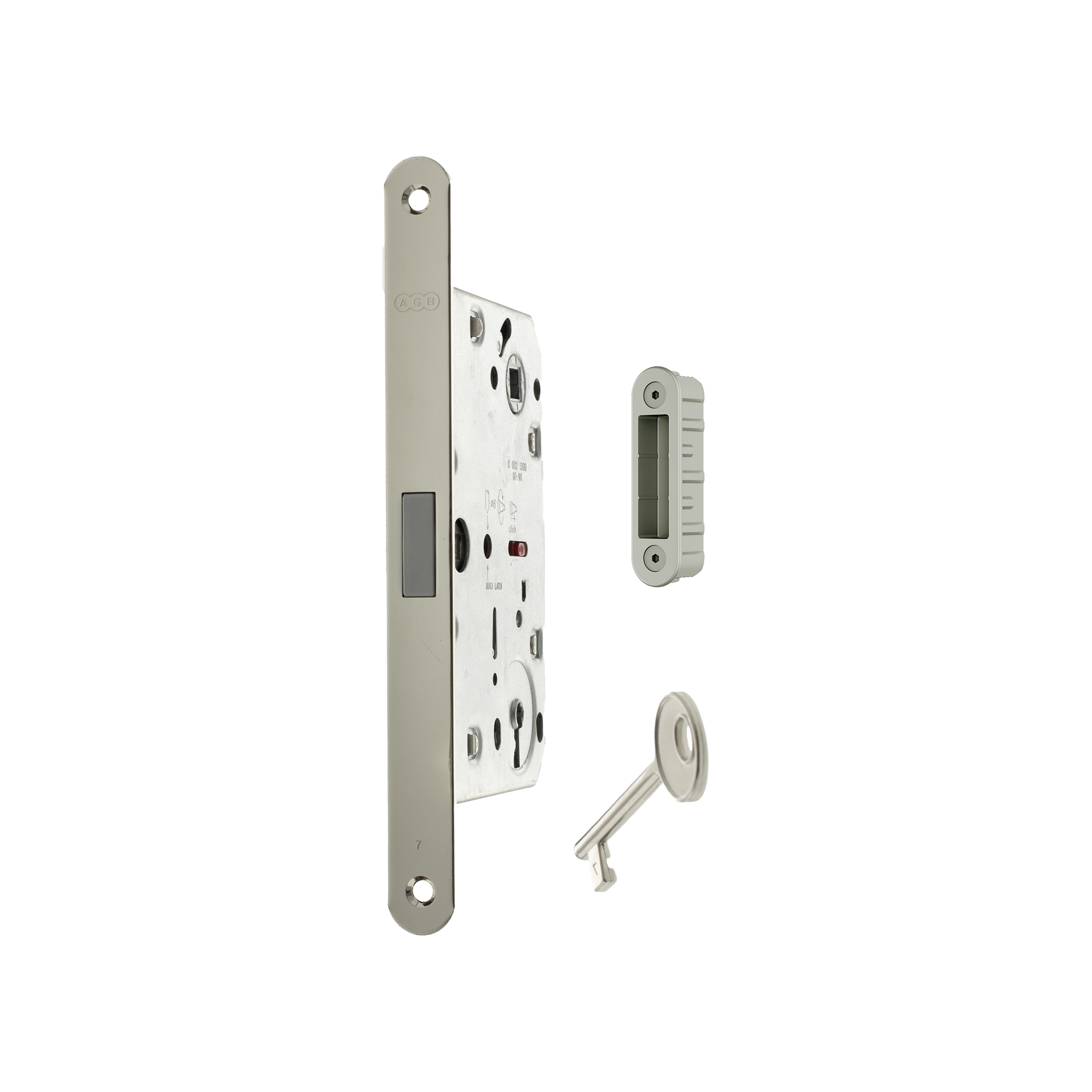 AGB2XTLK50SC-ALU AGB Polaris 2XT Magnetic Key Sashlock 50mm backset with strike plates for ALU doors - Satin Chrome
