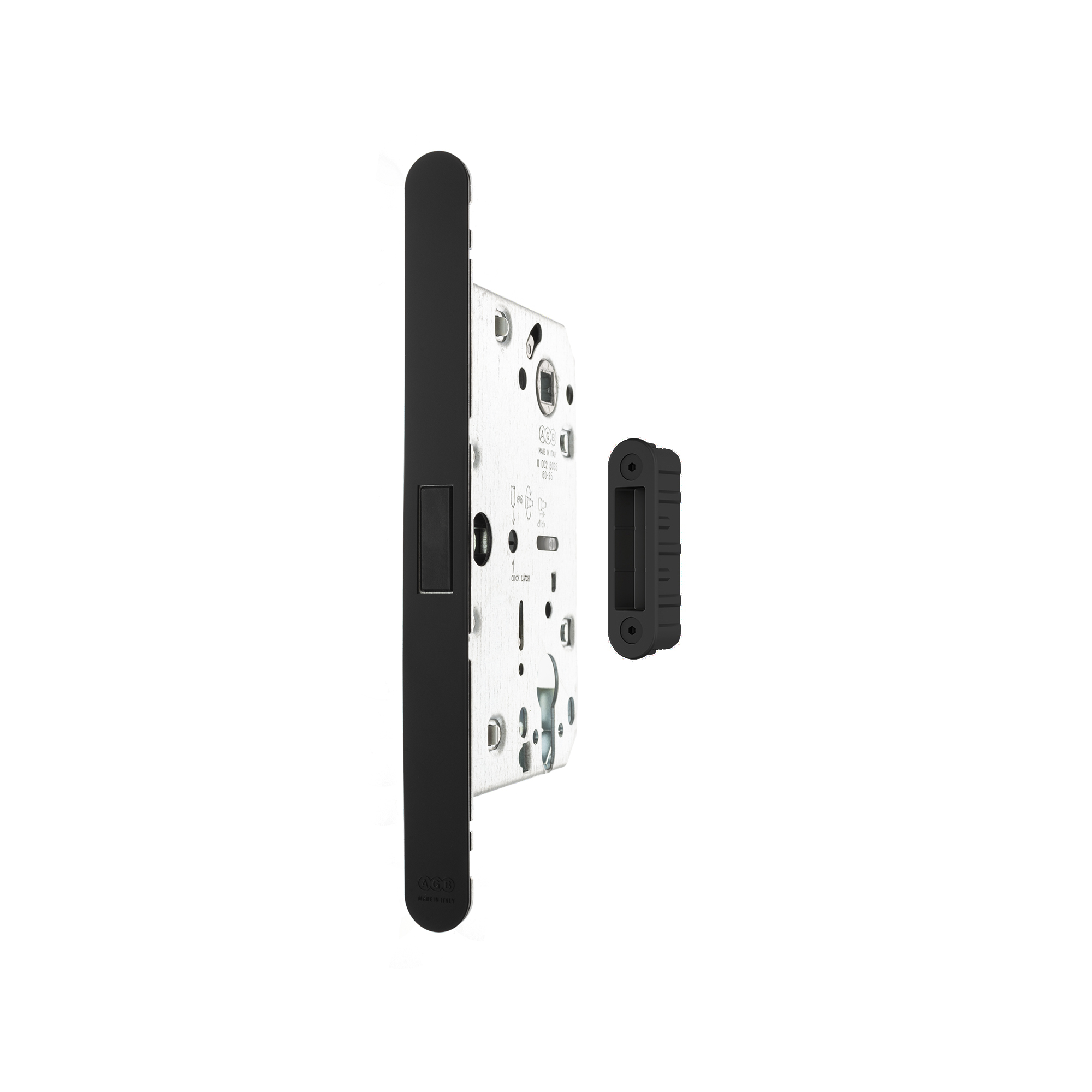 AGBMLEMB-ALU AGB Revolution XT Magnetic Euro Profile Sashlock 60mm backset with strike plates for ALU doors - Matt Black