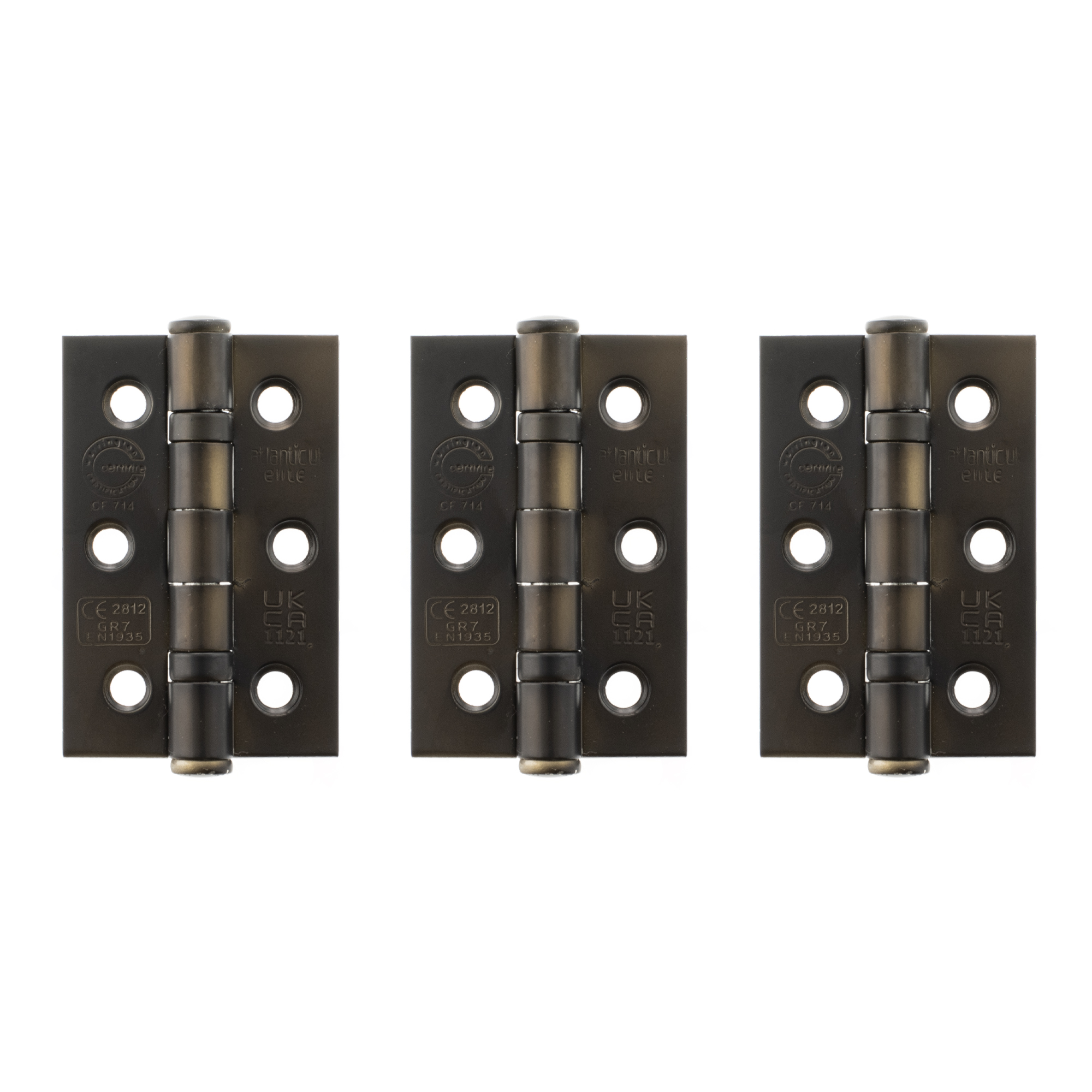 A2H322UDB(3) Atlantic CE Fire Rated Grade 7 Ball Bearing Hinges 3" x 2" x 2mm set of 3 - Urban Dark Bronze