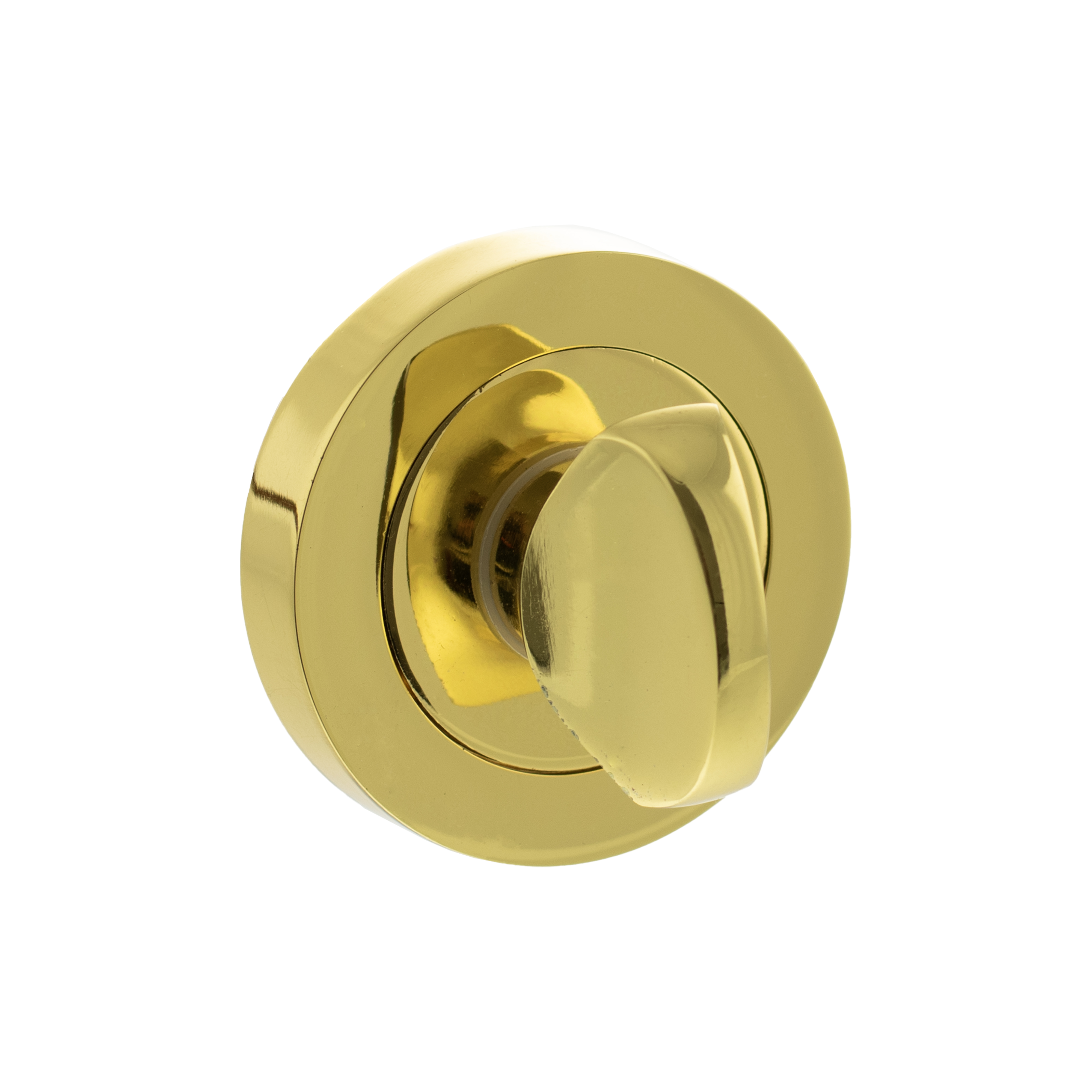 MWCBP Mediterranean WC Turn and Release on Round Rose - Polished Brass