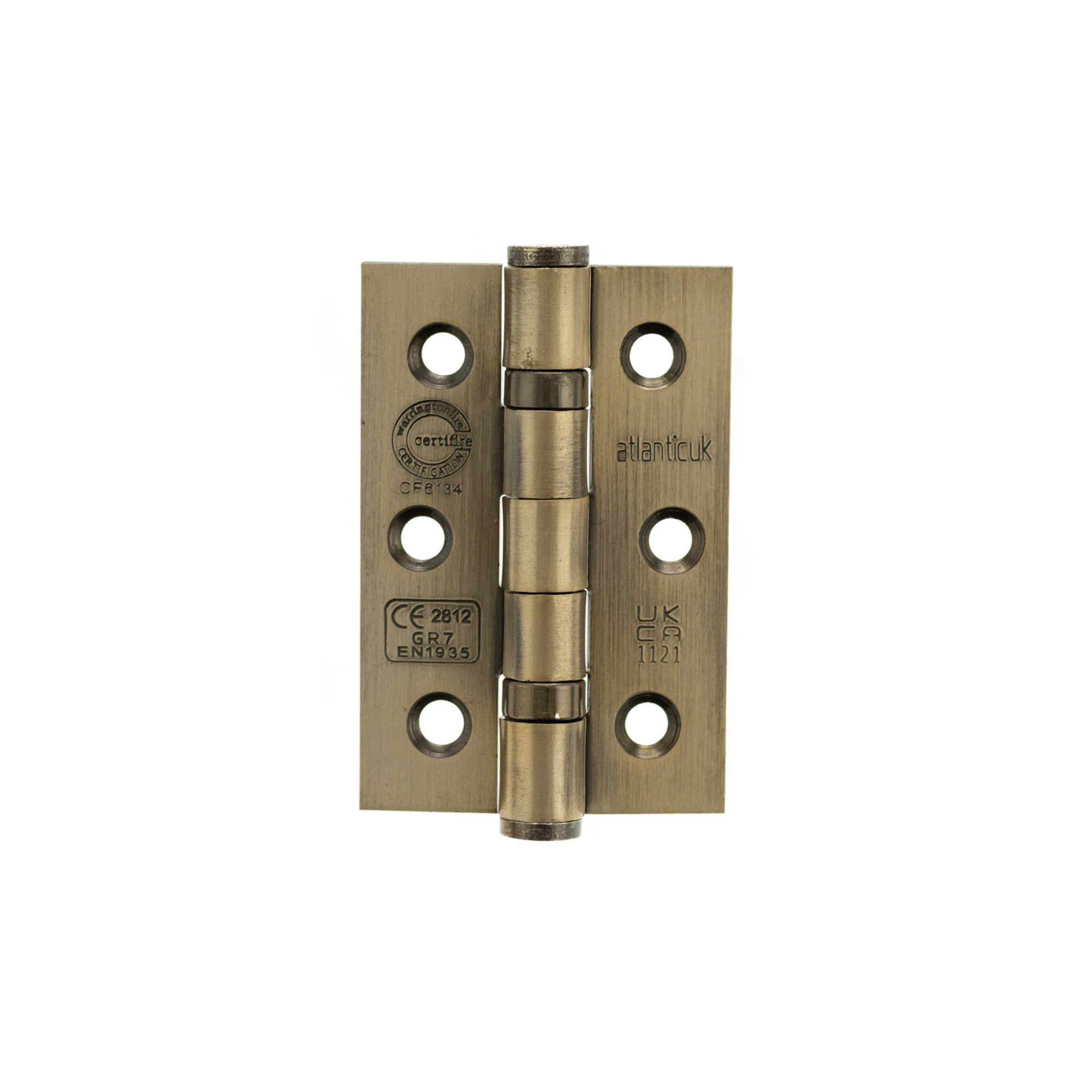 A2H322AB Atlantic CE Fire Rated Grade 7 Ball Bearing Hinges 3" x 2" x 2mm - Antique Brass
