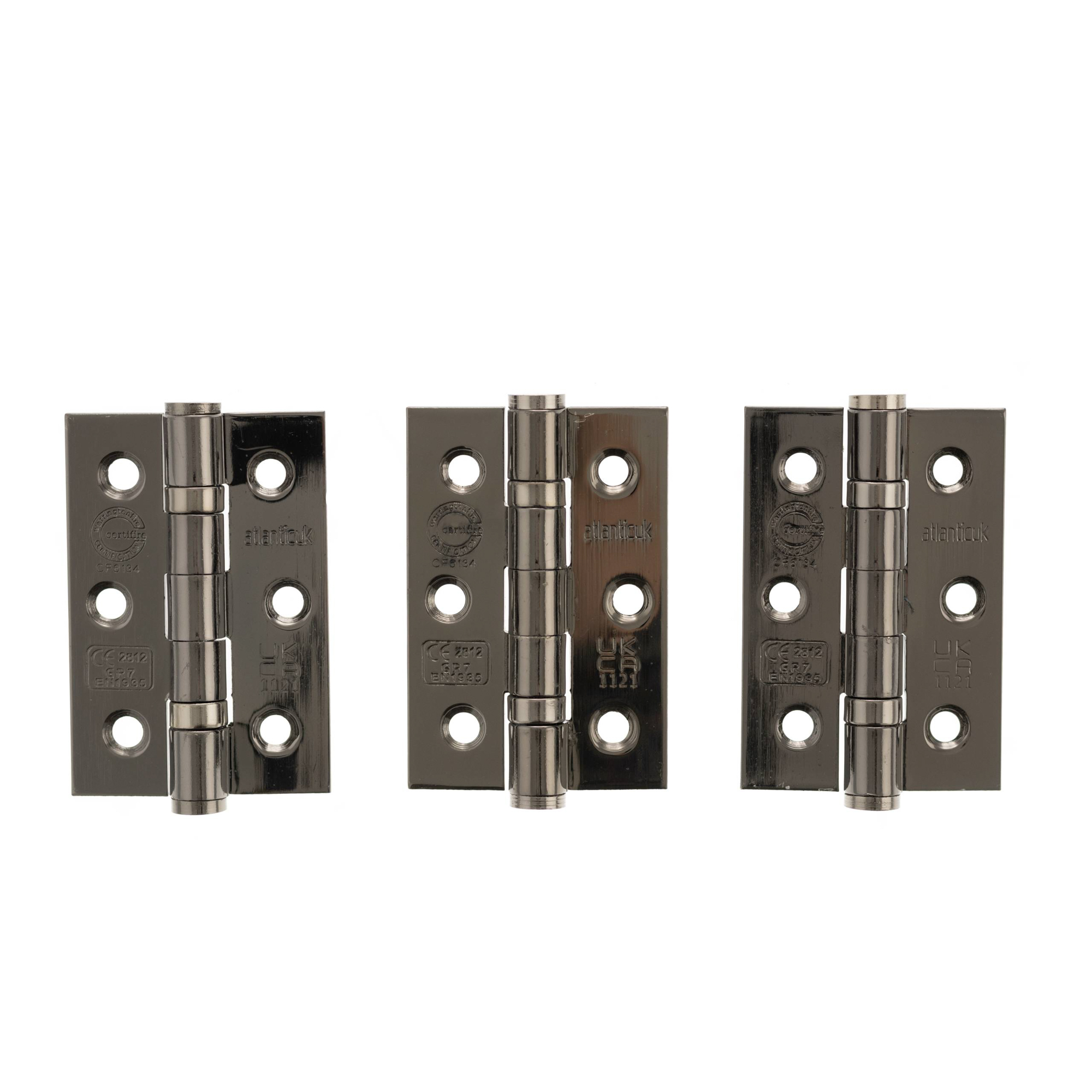 A2H322BN(3) Atlantic CE Fire Rated Grade 7 Ball Bearing Hinges 3" x 2" x 2mm set of 3 - Black Nickel