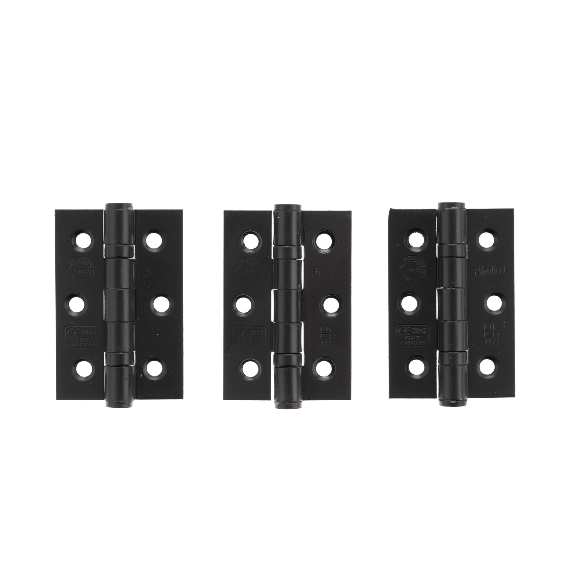 A2H322MB(3) Atlantic CE Fire Rated Grade 7 Ball Bearing Hinges 3" x 2" x 2mm set of 3 - Matt Black