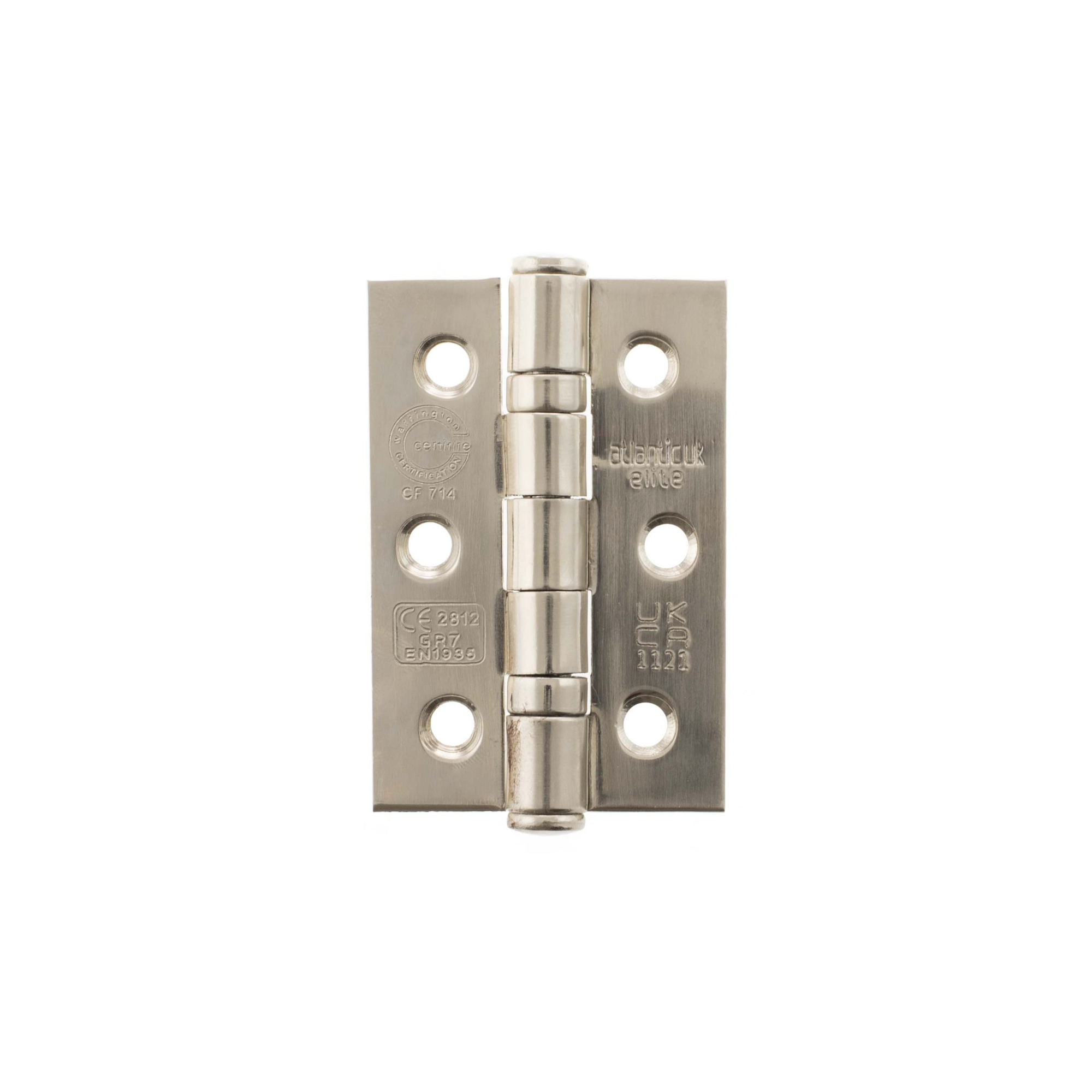 A2H322PN Atlantic CE Fire Rated Grade 7 Ball Bearing Hinges 3" x 2" x 2mm - Polished Nickel