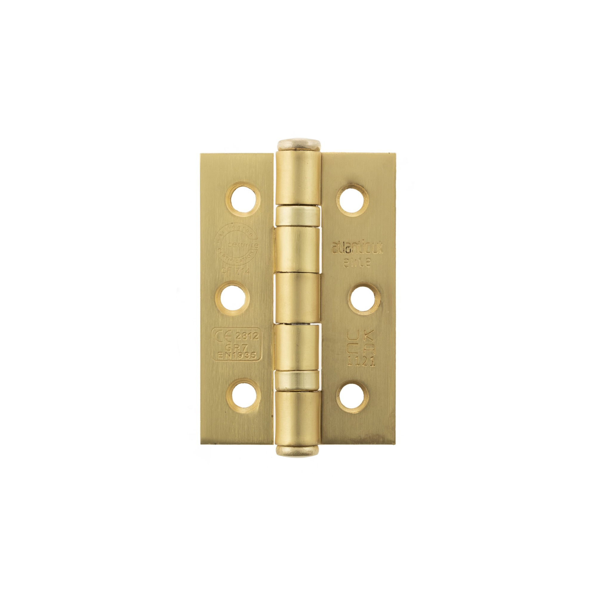 A2H322SB Atlantic CE Fire Rated Grade 7 Ball Bearing Hinges 3" x 2" x 2mm - Satin Brass
