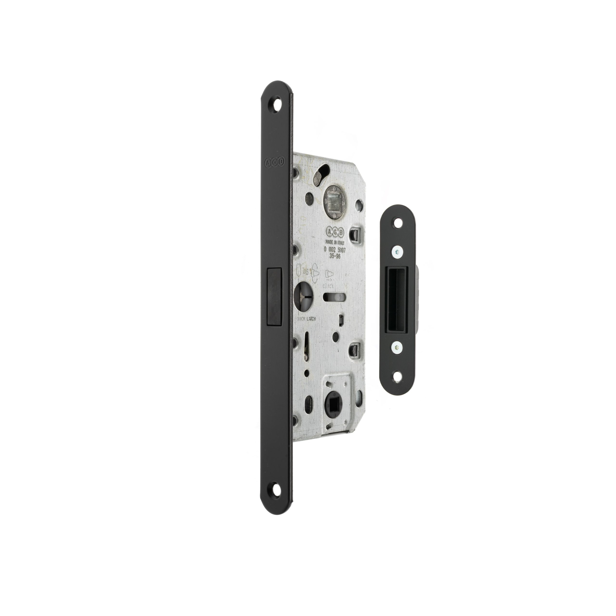 AGB2XT25WCMB AGB Polaris 2XT Magnetic Bathroom Lock with adjustable strikeplate 35mm backset - Matt Black