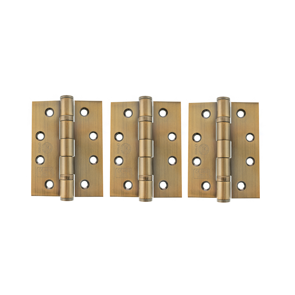 AH1433AB(3) Atlantic Ball Bearing Hinges Grade 13 Fire Rated 4" x 3" x 3mm set of 3 - Antique Brass