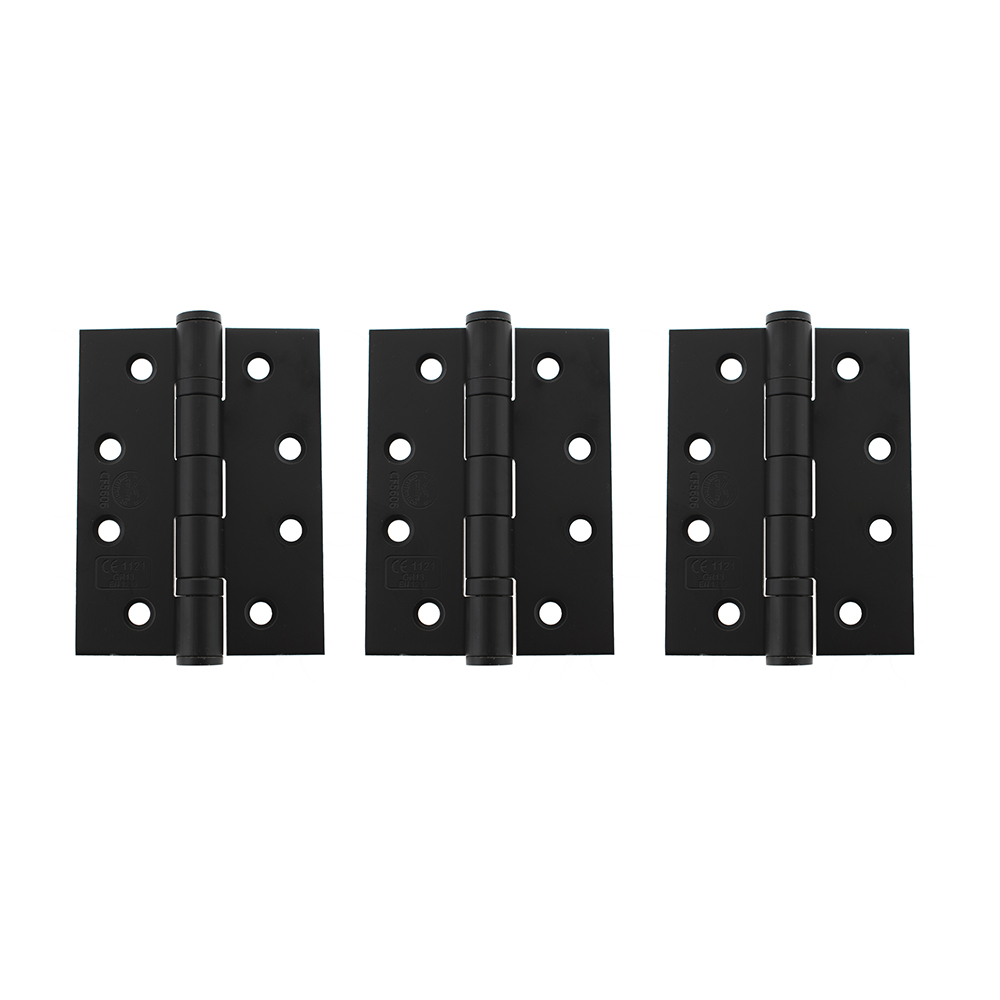 AH1433MB(3) Atlantic Ball Bearing Hinges Grade 13 Fire Rated 4" x 3" x 3mm set of 3 - Matt Black