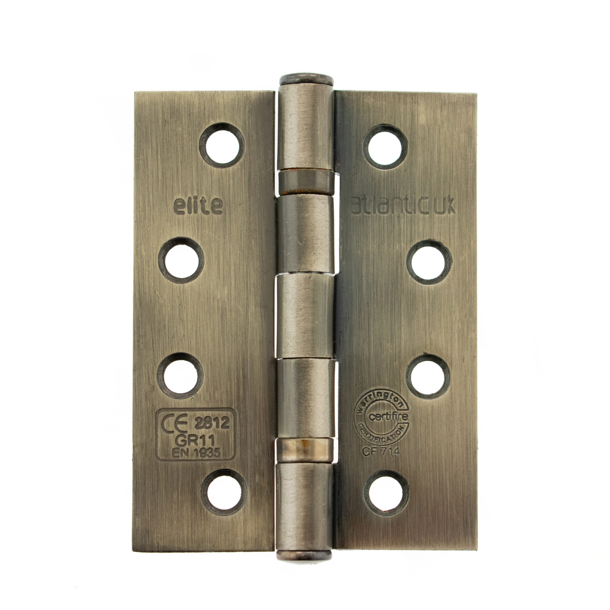 AHG111433AB Atlantic Ball Bearing Hinges Grade 11 Fire Rated 4" x 3" x 2.5mm - Antique Brass