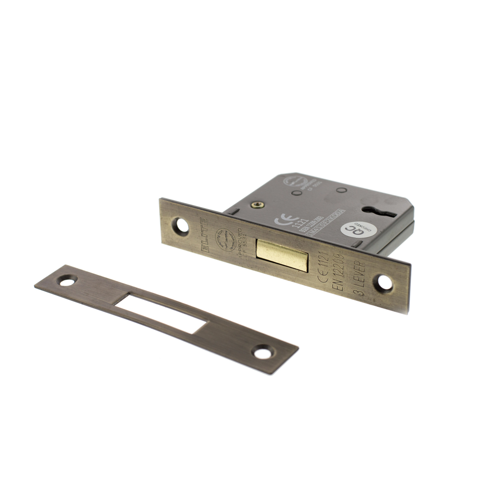 Atlantic 3 Lever Key Deadlock [CE] 2.5" - Matt Antique Brass - Key-to-differ