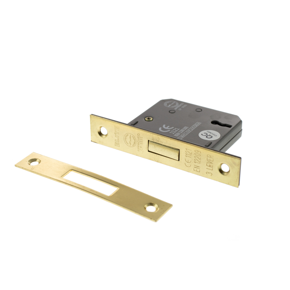 Atlantic 3 Lever Key Deadlock [CE] 2.5" - Polished Brass - Key-to-differ