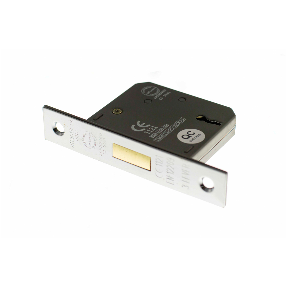 Atlantic 3 Lever Key Deadlock [CE] 2.5" - Polished Chrome - Key-to-differ