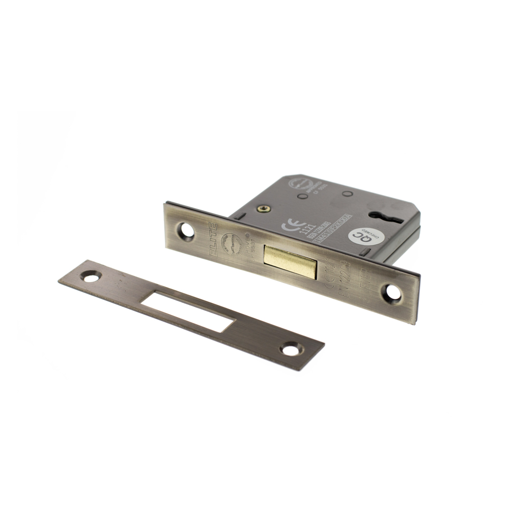 Atlantic 3 Lever Key Deadlock [CE] 3" - Antique Brass - Key-to-differ