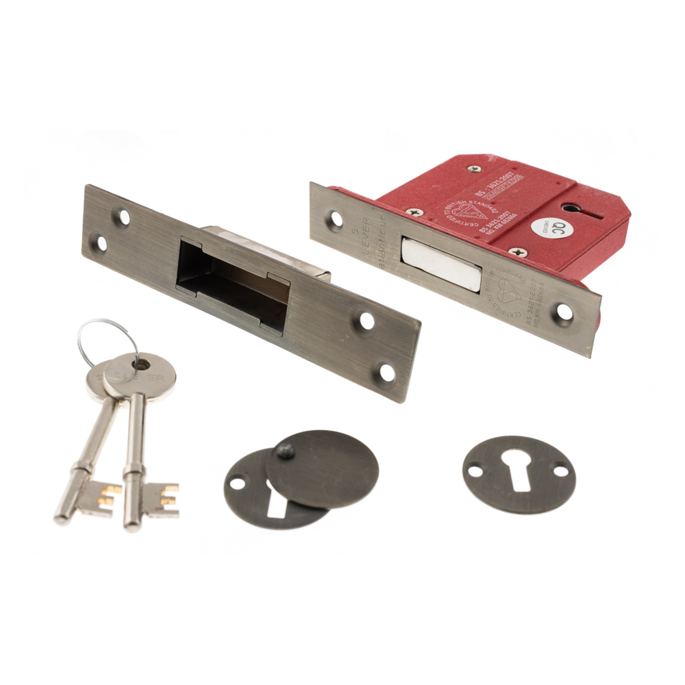 Atlantic 5 Lever Key Deadlock [BS] 2.5" - Urban Bronze - Key-to-differ