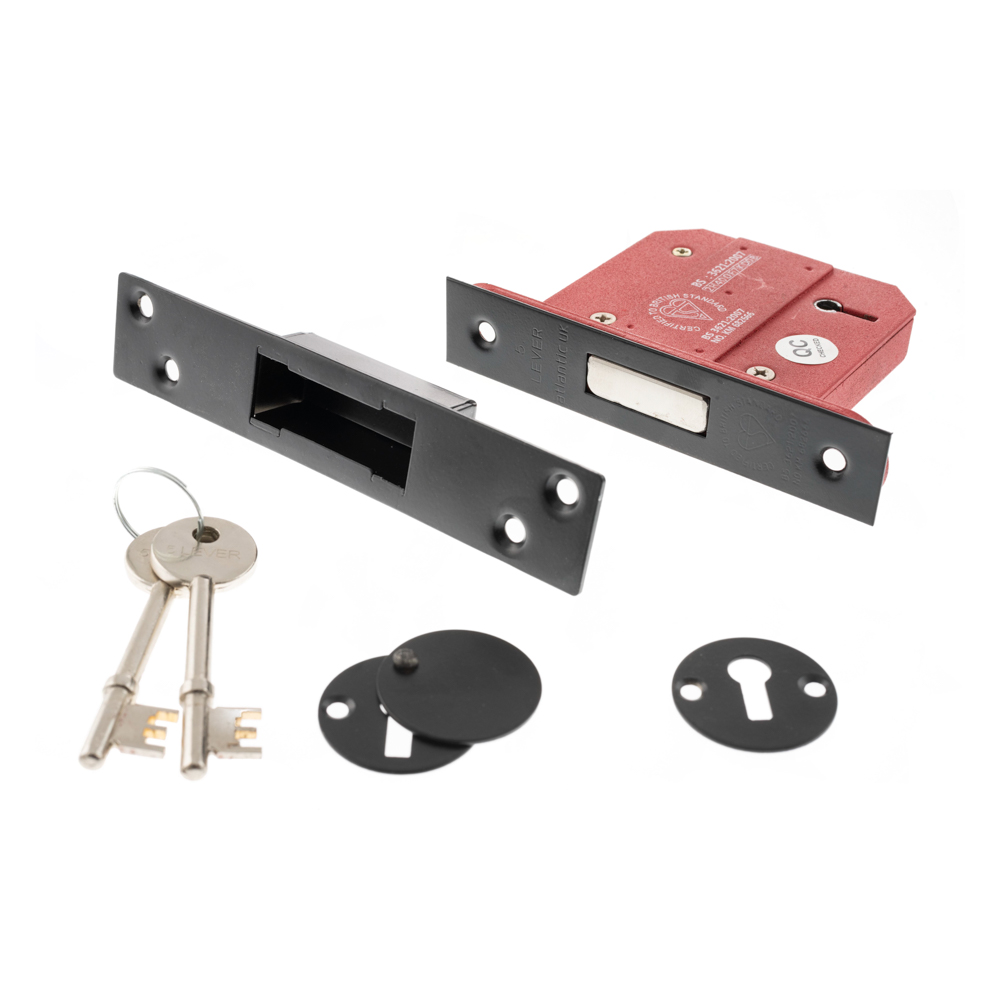 Atlantic 5 Lever Key Deadlock [BS] 3" - Matt Black - Key-to-differ