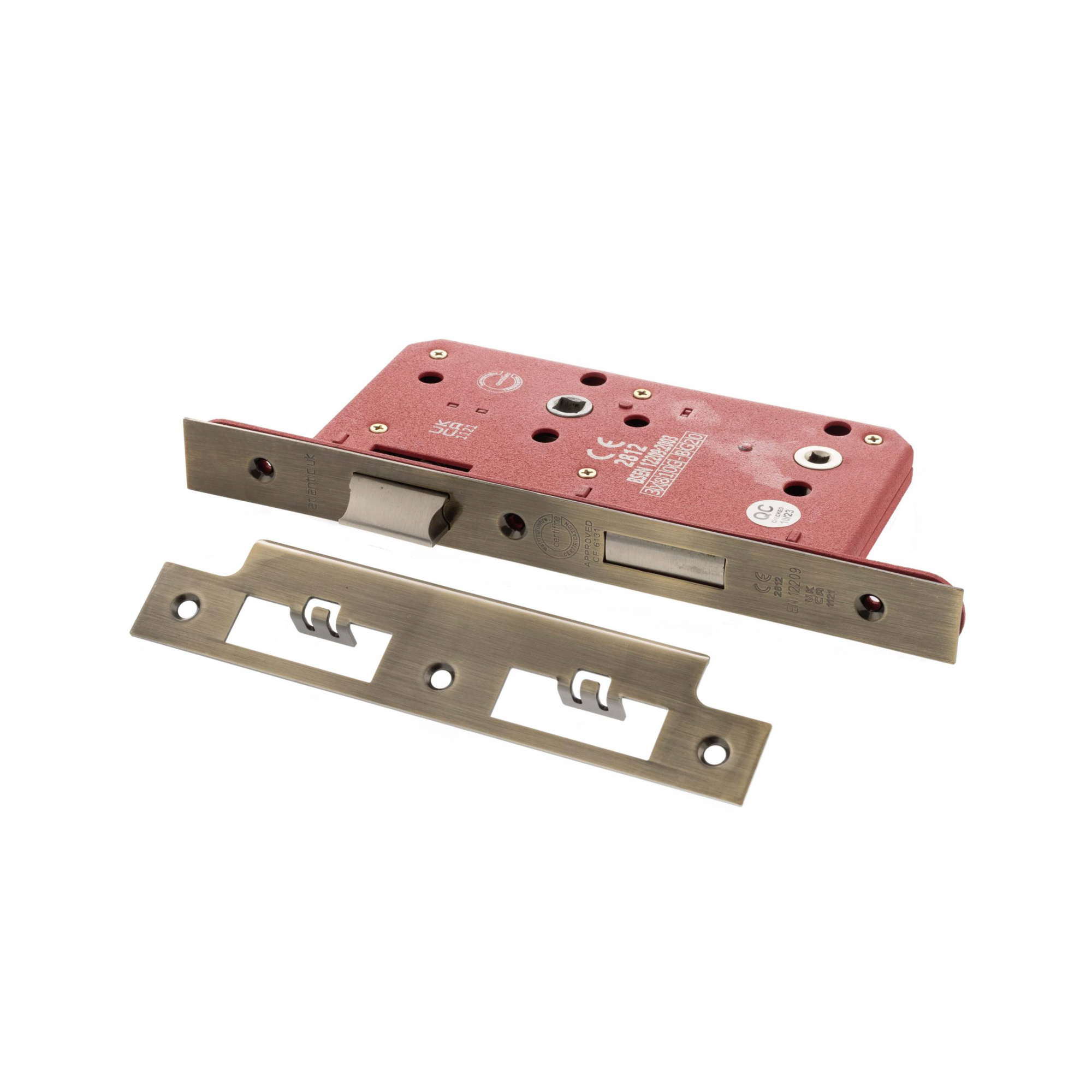 ALKDINB60AB Atlantic DIN Bathroom Lock Double Turn 60mm backset - Antique Brass