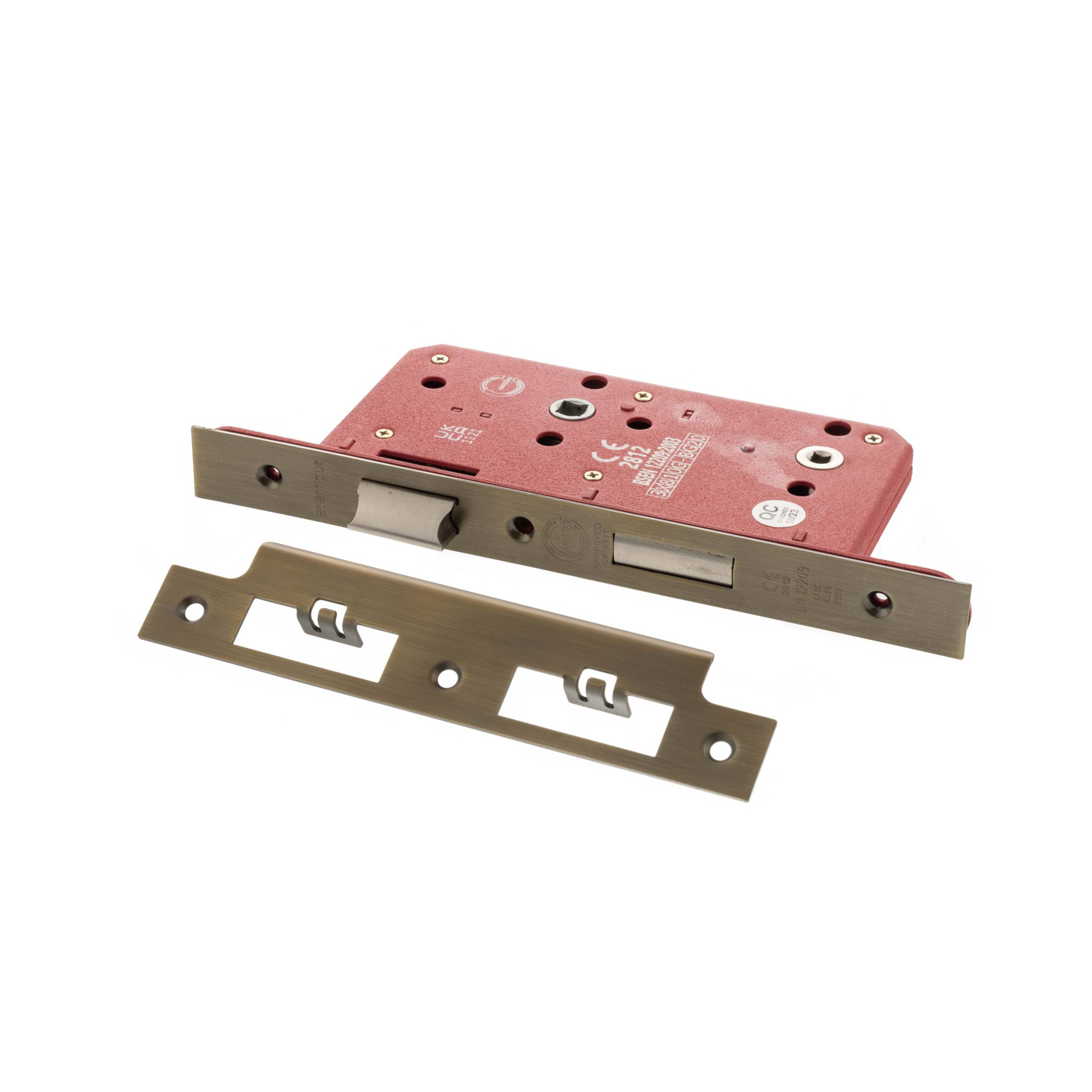 ALKDINB60MAB Atlantic DIN Bathroom Lock Double Turn 60mm backset - Matt Antique Brass
