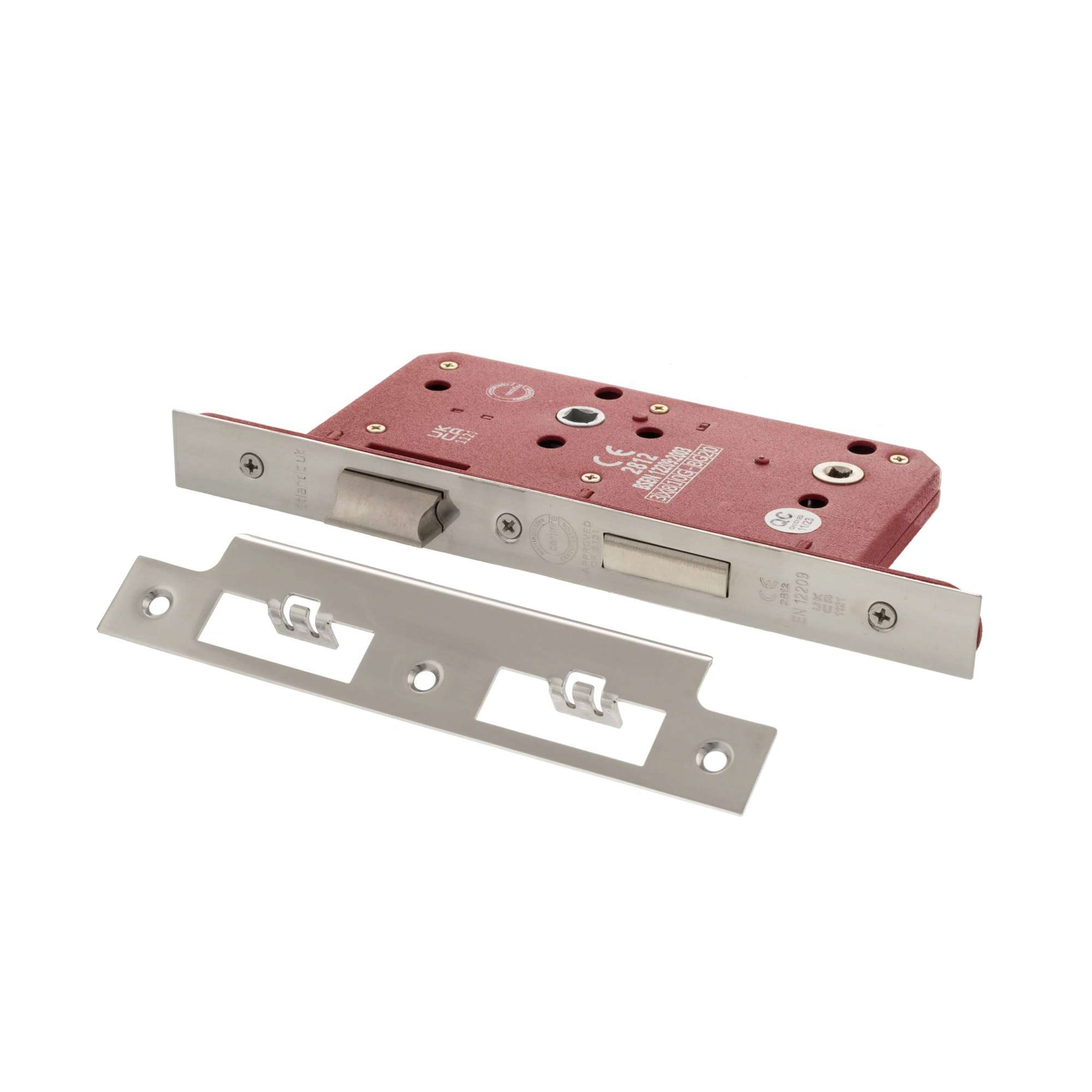 ALKDINB60PSS Atlantic DIN Bathroom Lock Double Turn 60mm backset - Polished Stainless Steel