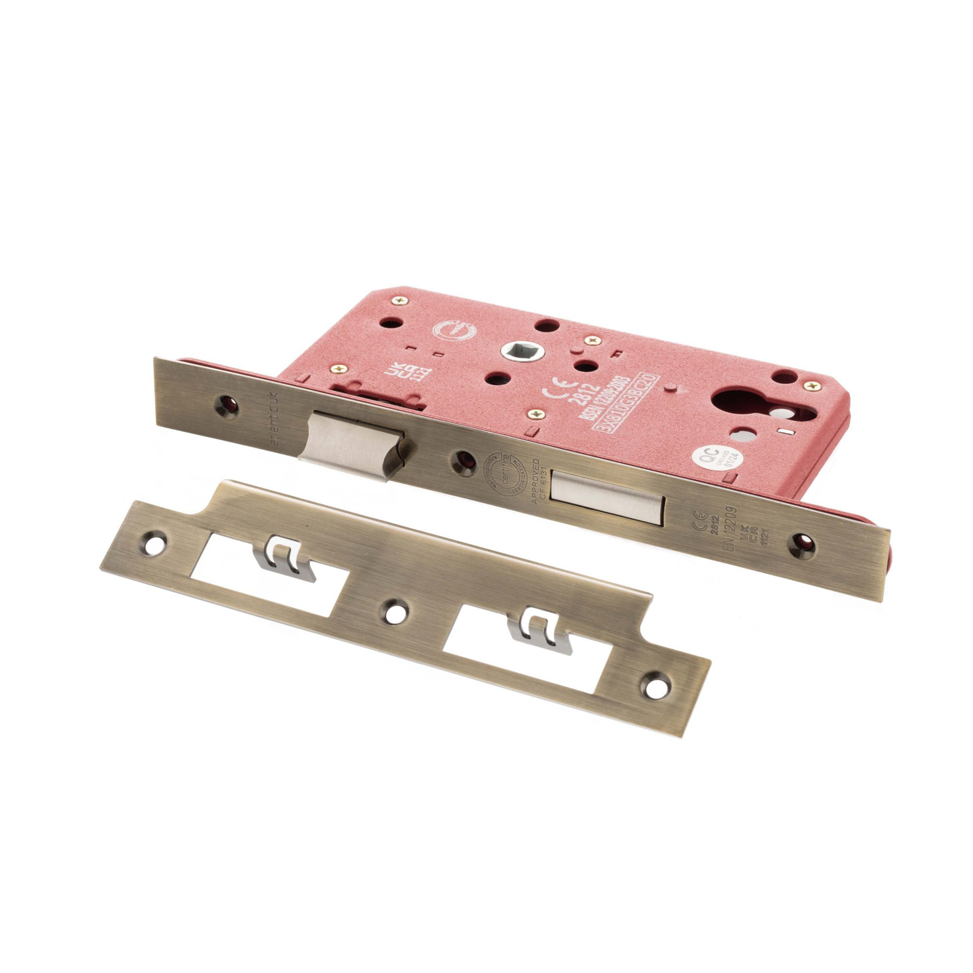 ALKDINES60AB Atlantic DIN Euro Profile Sashlock Double Throw 60mm backset - Antique Brass