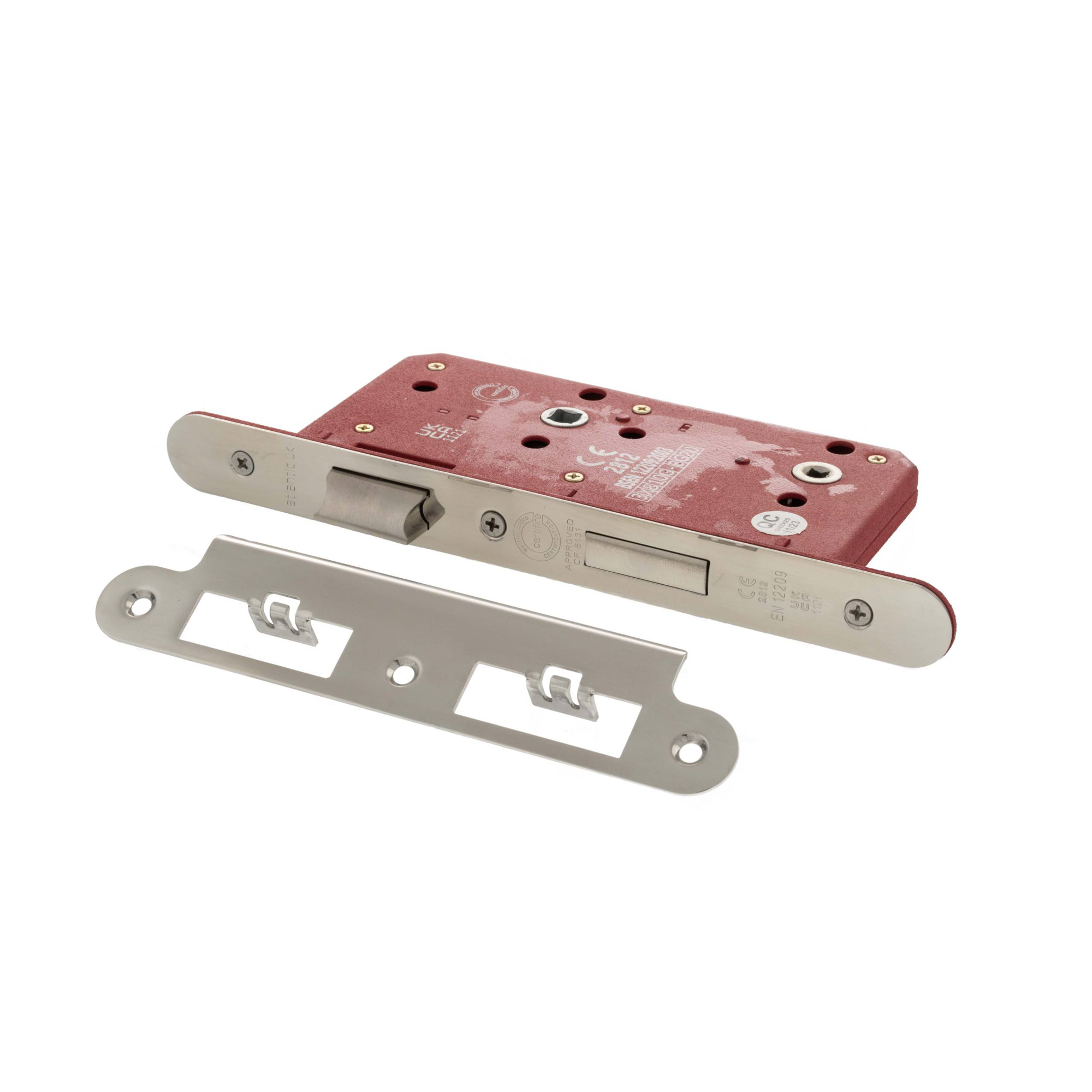 ALKDINRB60PSS Atlantic DIN Radius Bathroom Lock Double Turn 60mm backset - Polished Stainless Steel