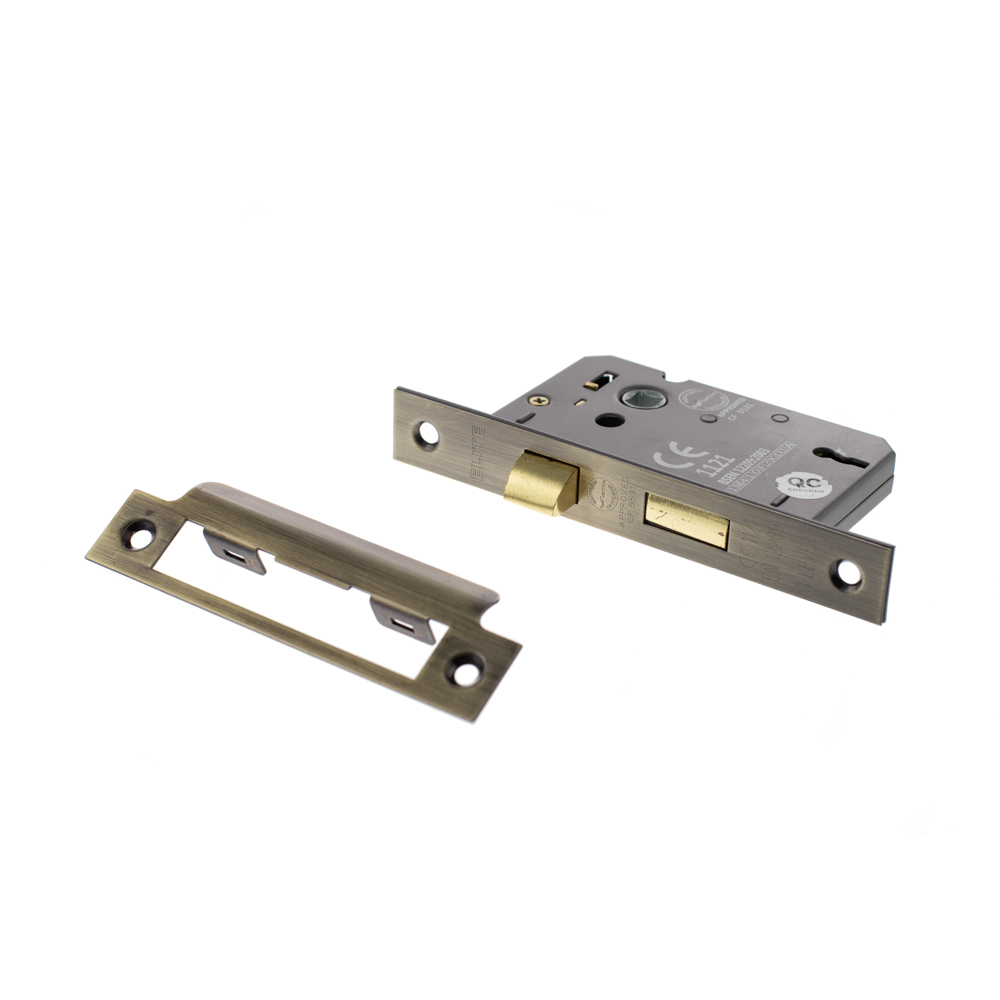 Atlantic 3 Lever Key Sashlock [CE] 2.5" - Antique Brass - Keyed Alike