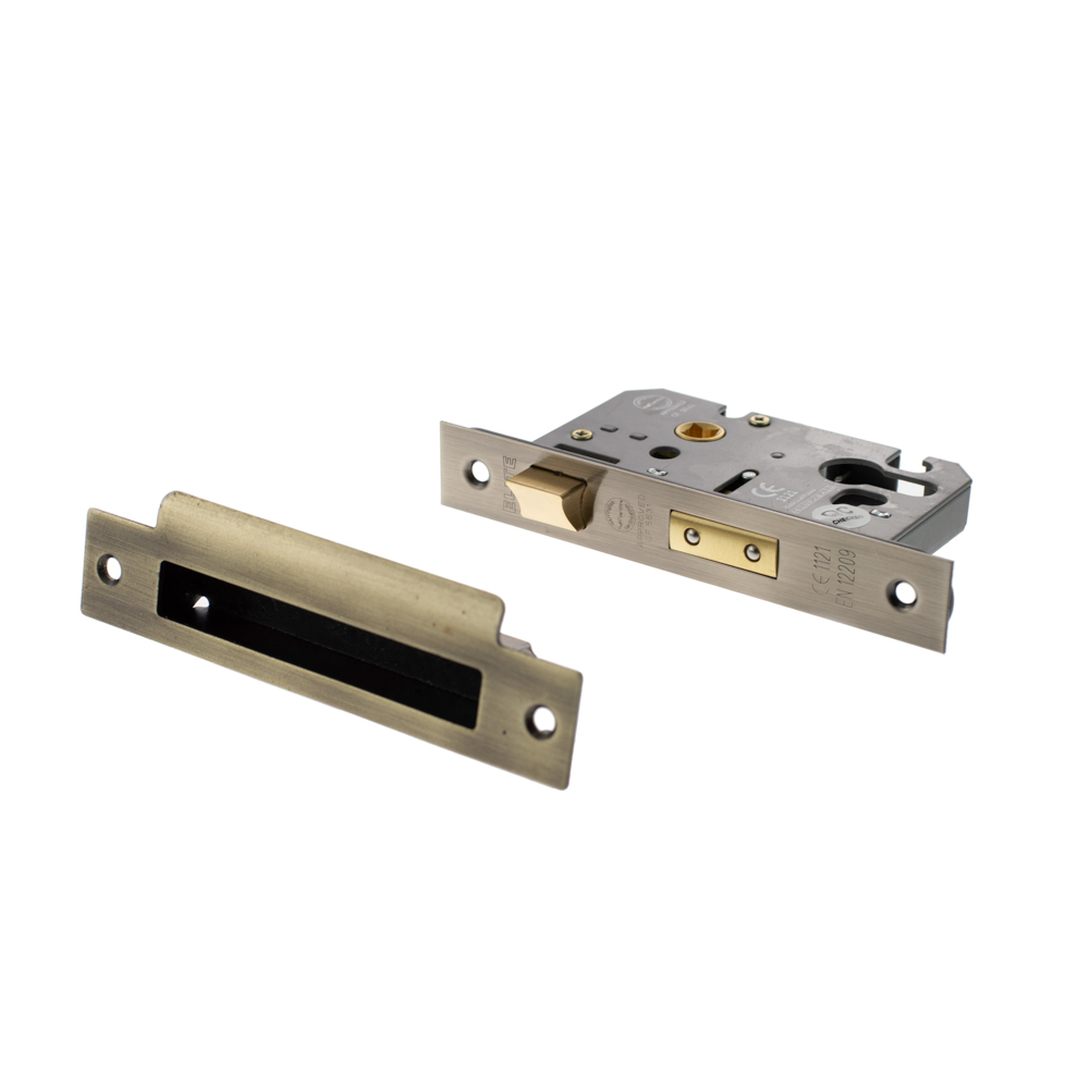 ALKSASHE3AB Atlantic Euro Sashlock [CE] 3" - Antique Brass